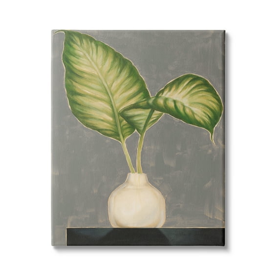 Stupell Industries Bending Tropical Plant Leaves White Jar Contemporary Painting, 16 x 20, Design by Jennifer Goldberger 