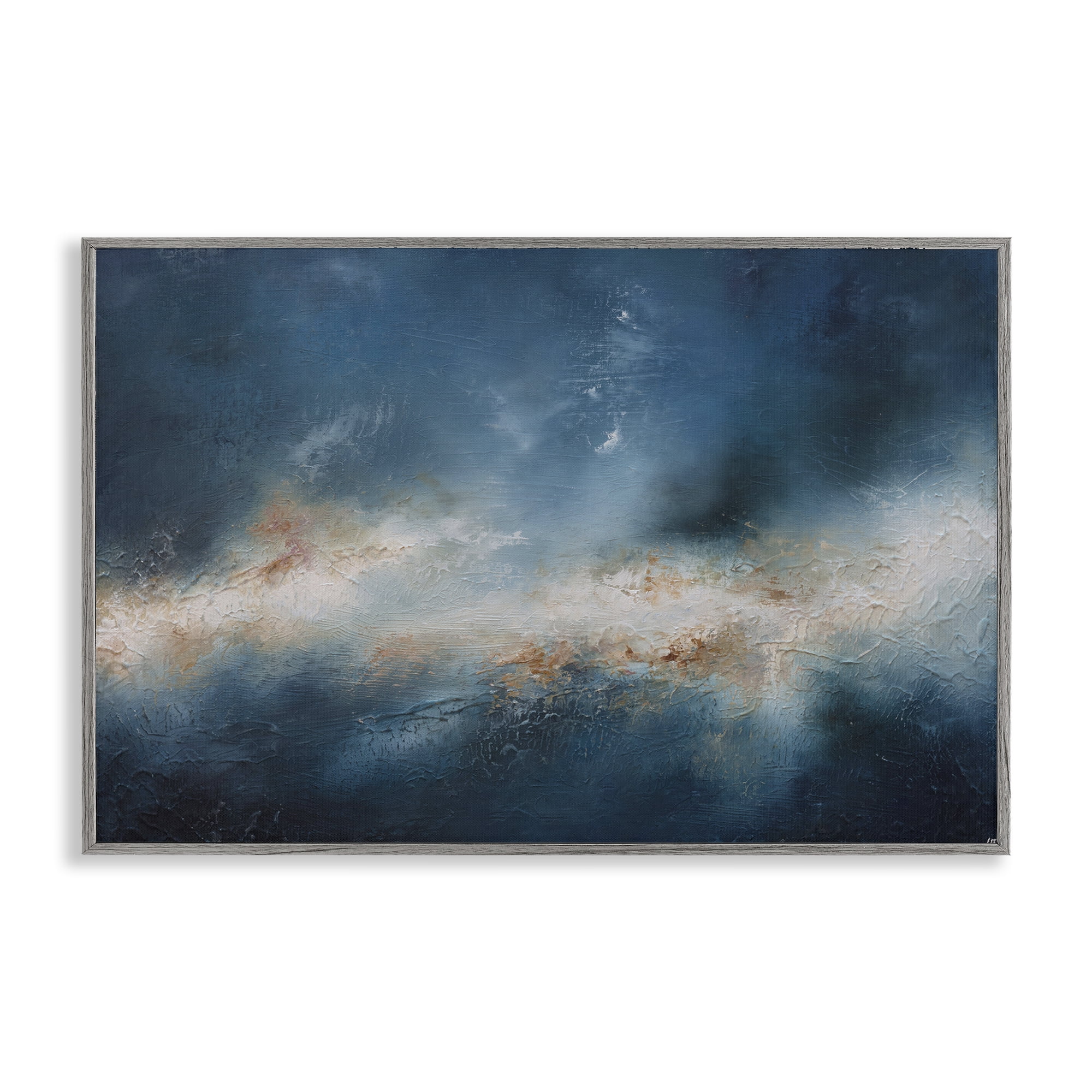 Stupell Industries Beneath The Surface Abstract Abstract Painting Gray Framed Art Print Wall Art, 30 x 20