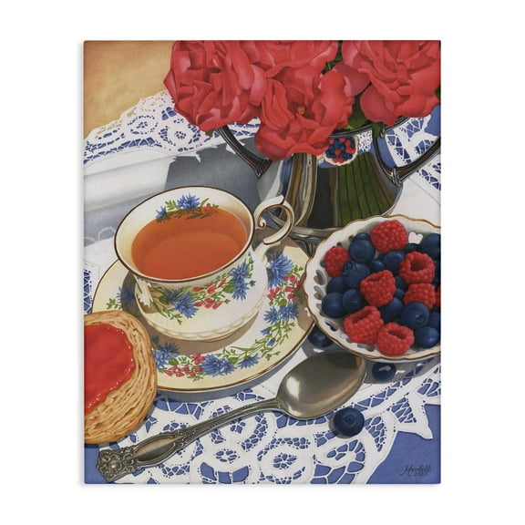 Stupell Industries Berries & Tea Party Food & Beverage Painting Gallery Wrapped Canvas Art Print Wall Art, 16 x 20