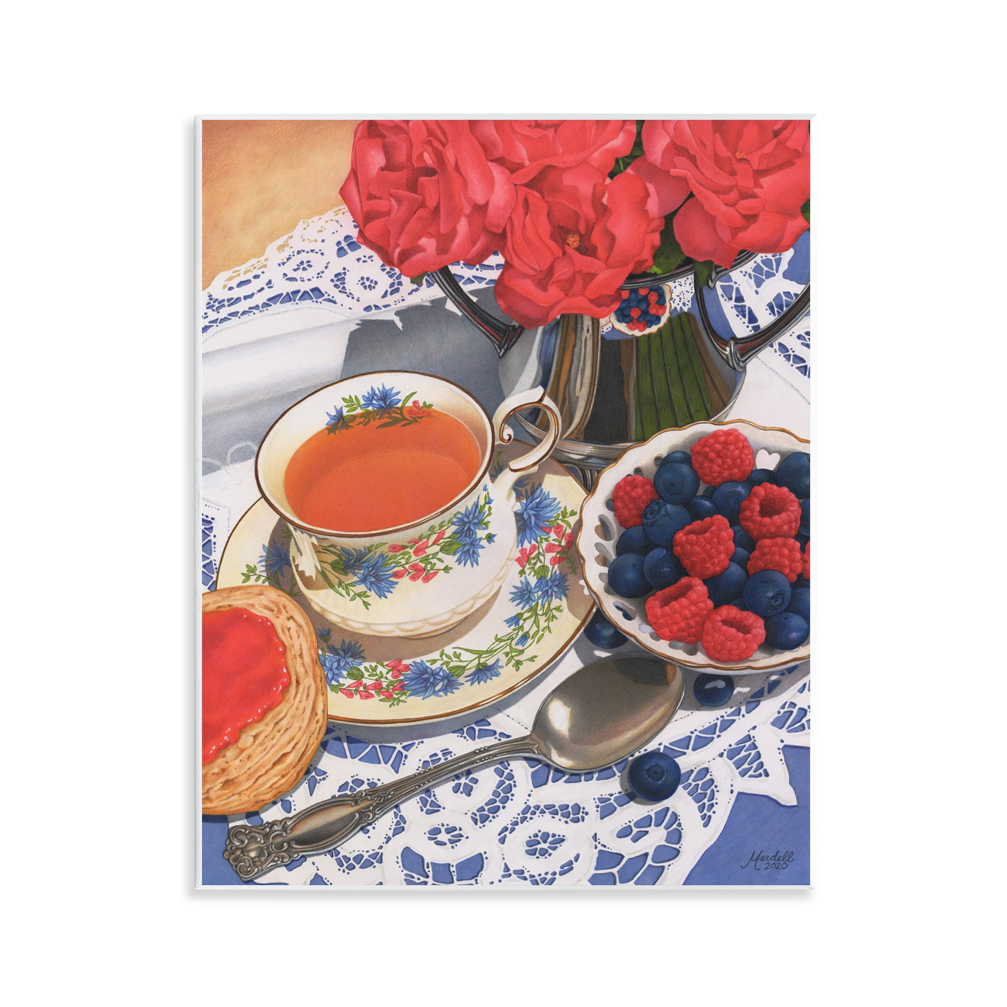Stupell Industries Berries & Tea Party Food & Beverage Painting Unframed Art Print Wall Art, 11 x 14