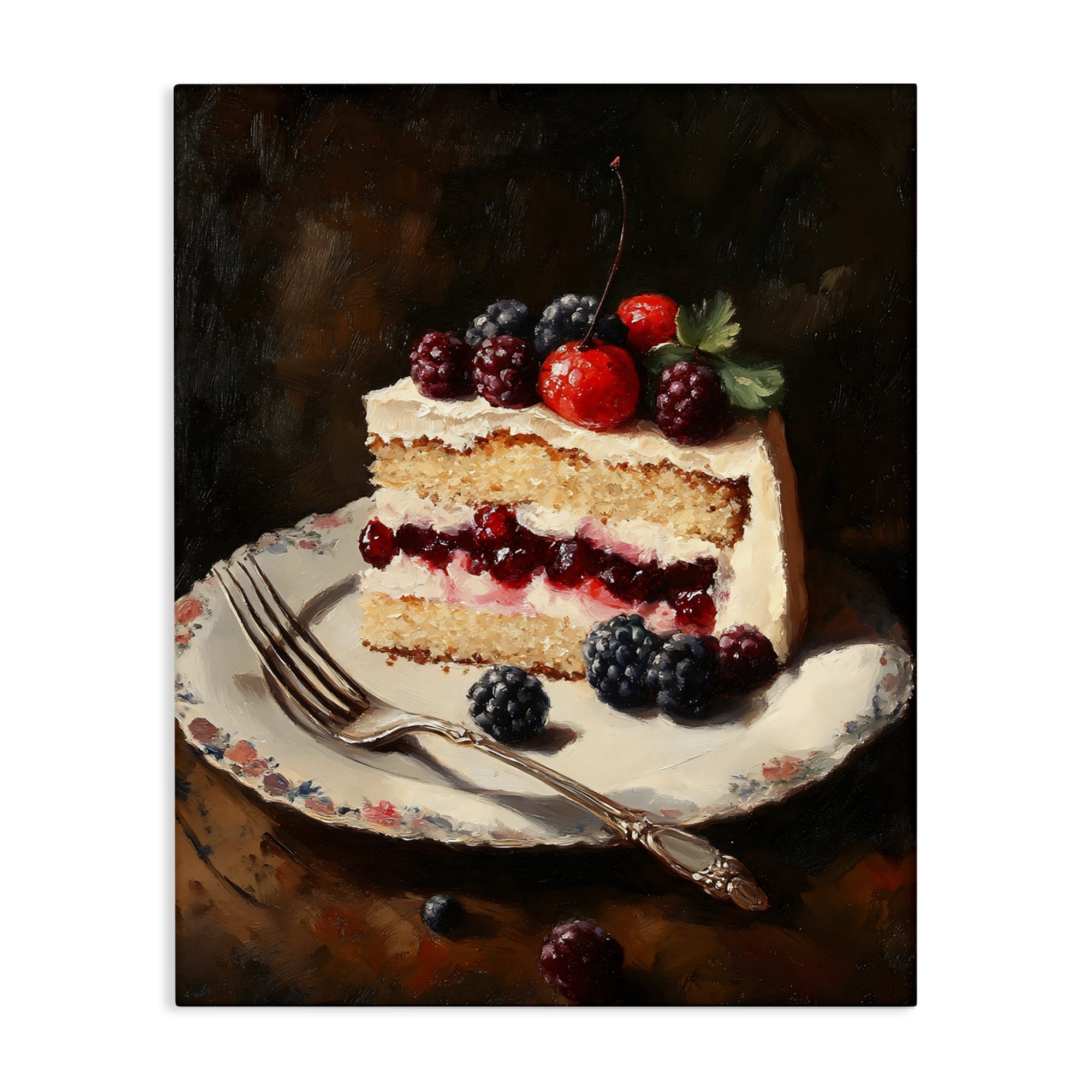 Stupell Industries Berry Topped Cake Slice Canvas Wall Art, design by Franklyn Gregory