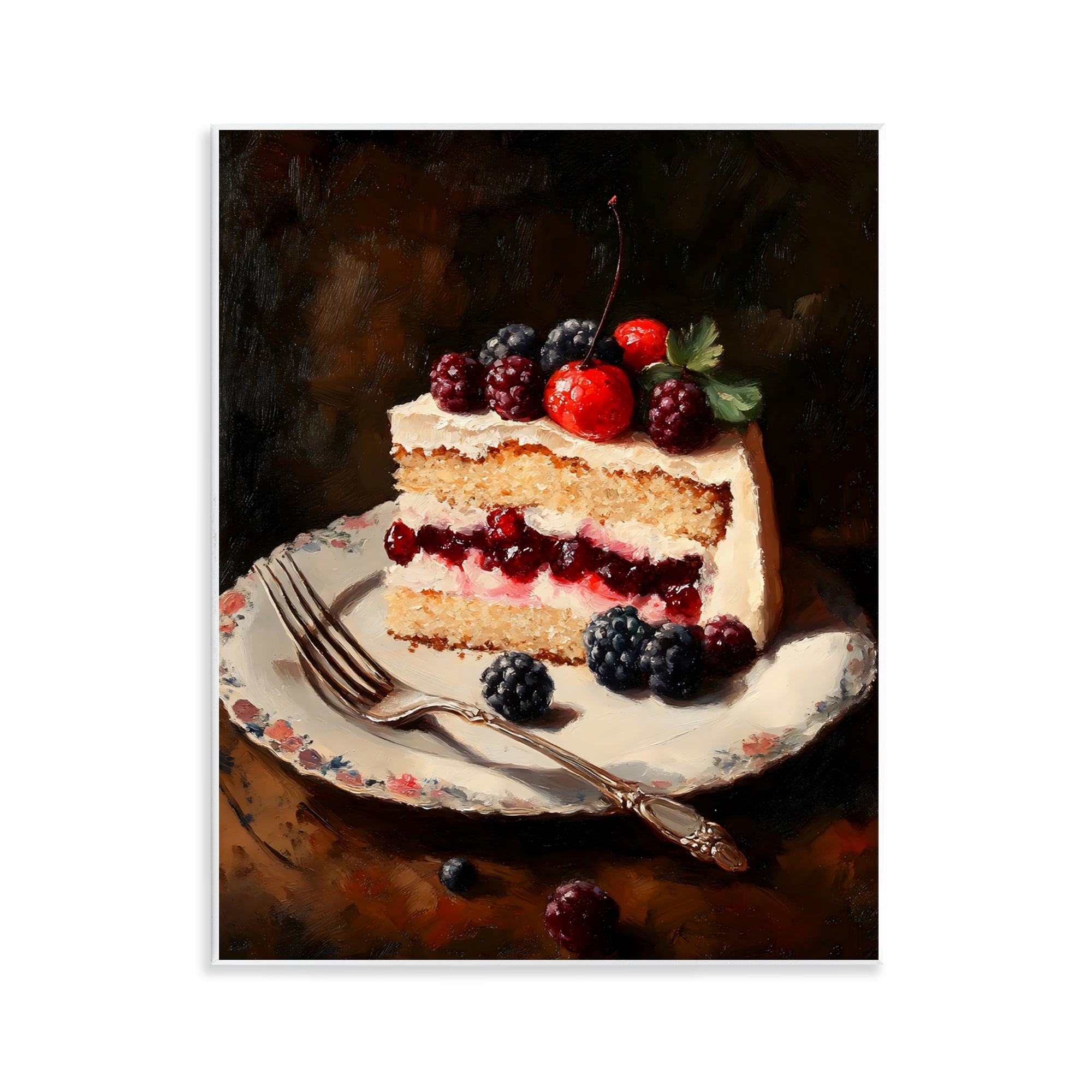 Stupell Industries Berry Topped Cake Slice Wall Plaque Art, design by Franklyn Gregory