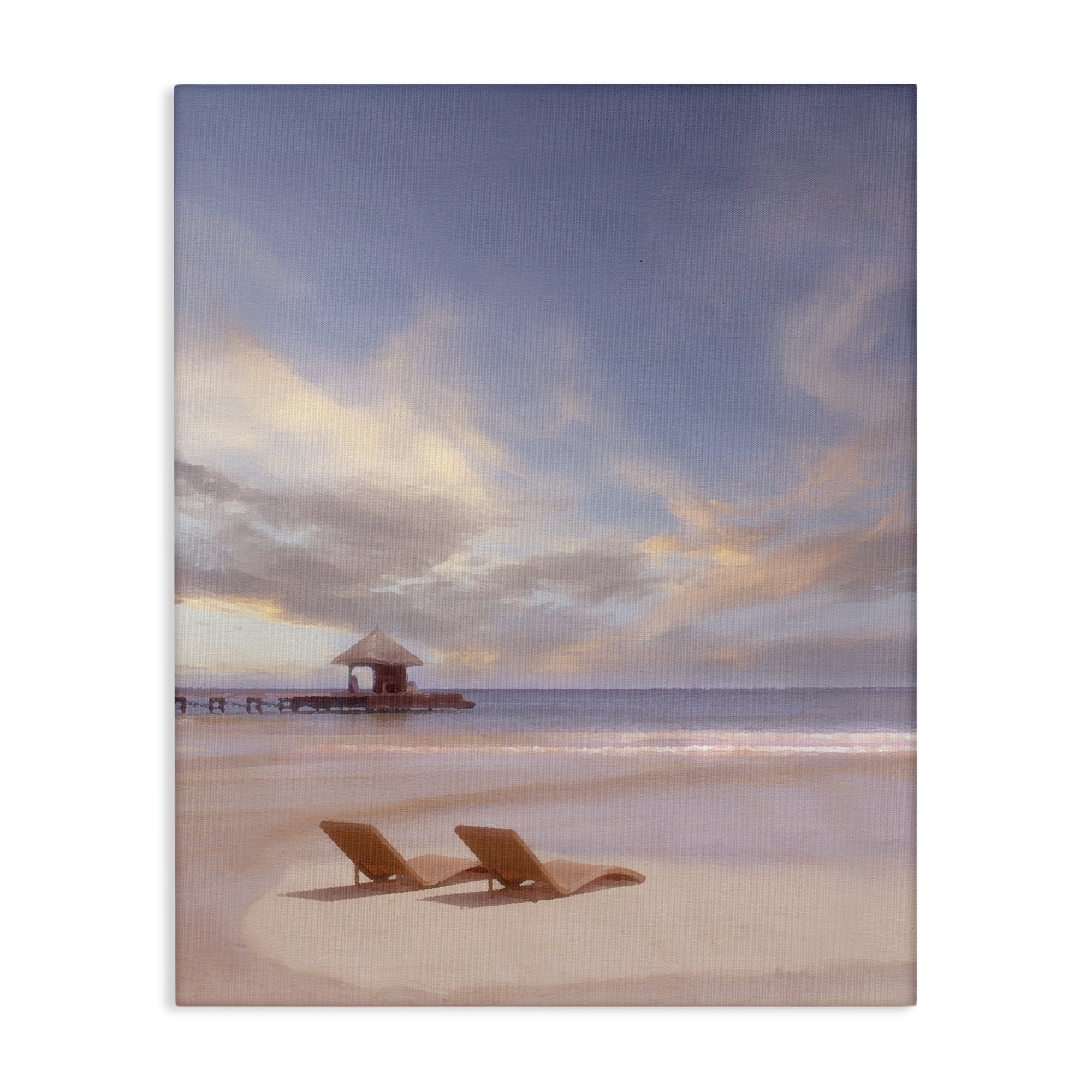 Stupell Industries Beside The Sea View Landscape Painting Gallery Wrapped Canvas Art Print Wall Art, 16 x 20