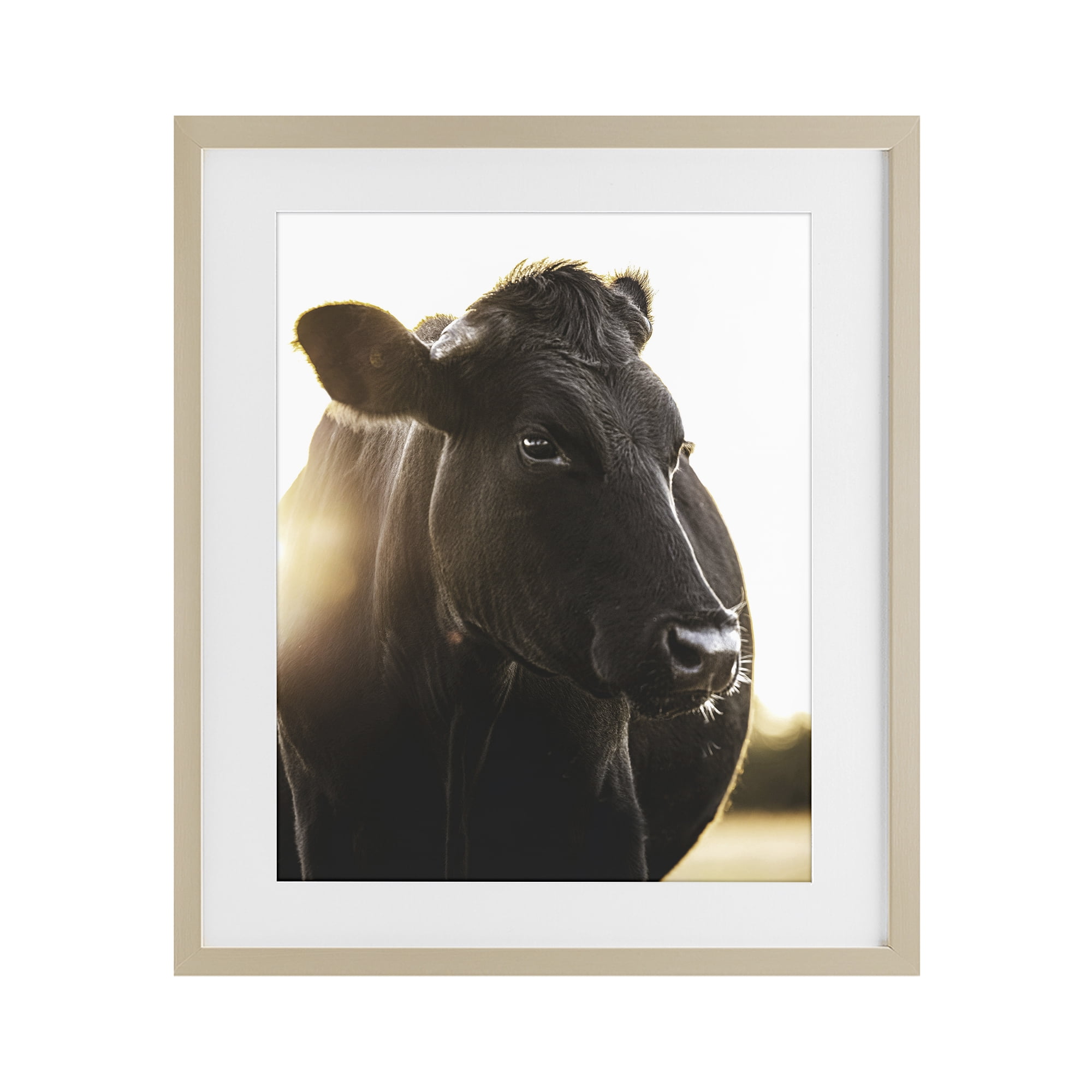 Stupell Industries Bessie The Cow Portrait Birch Framed Print Under Glass, design by Leah Straatsma