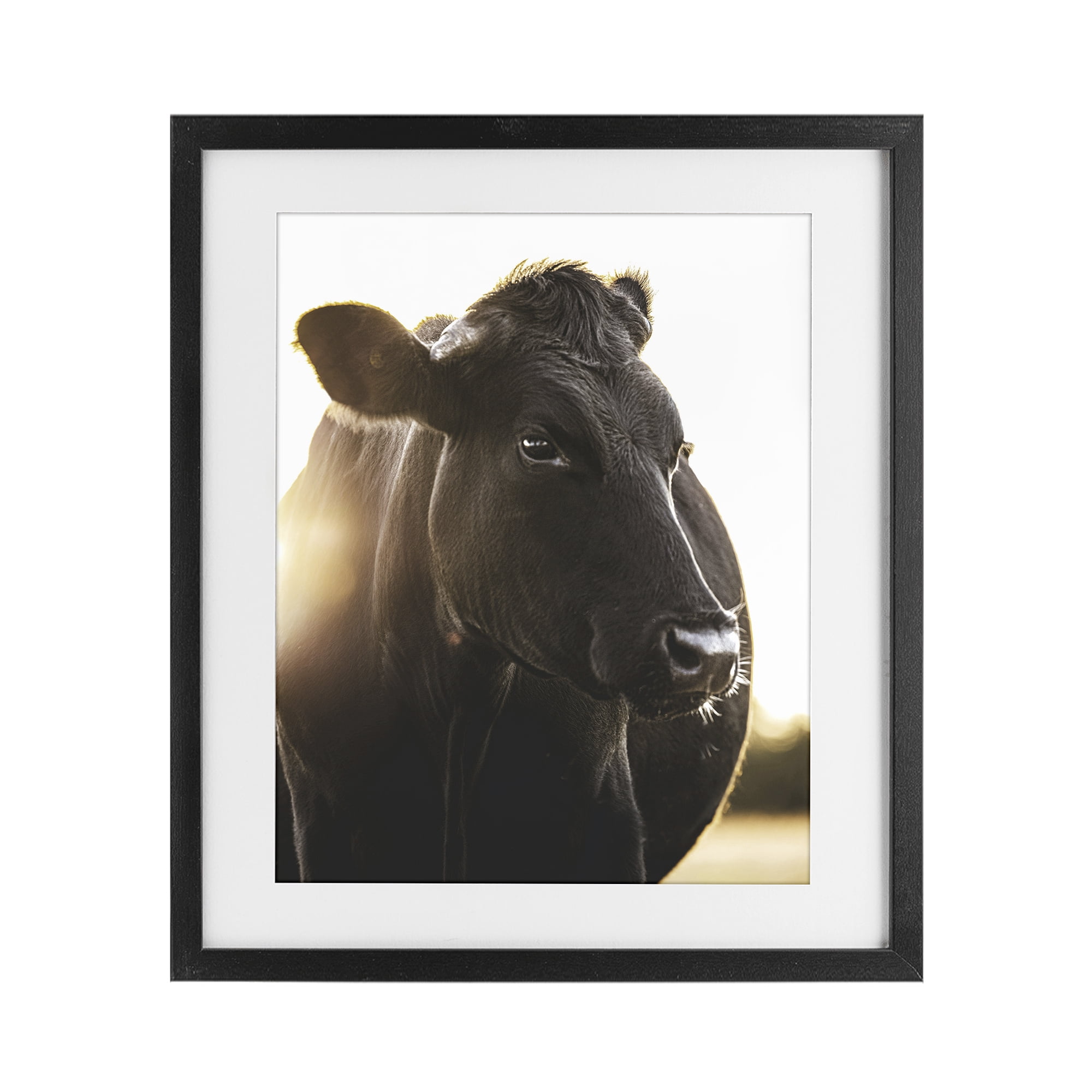 Stupell Industries Bessie The Cow Portrait Black Framed Print Under Glass, design by Leah Straatsma