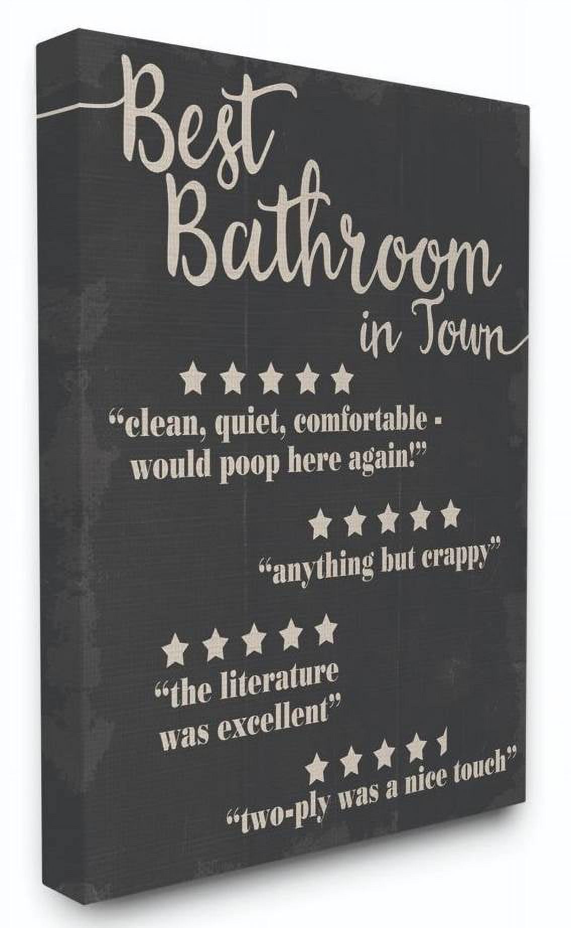 Stupell Industries Best Bathroom Five Star Black Funny Word Design Canvas Wall Art by Daphne Polselli