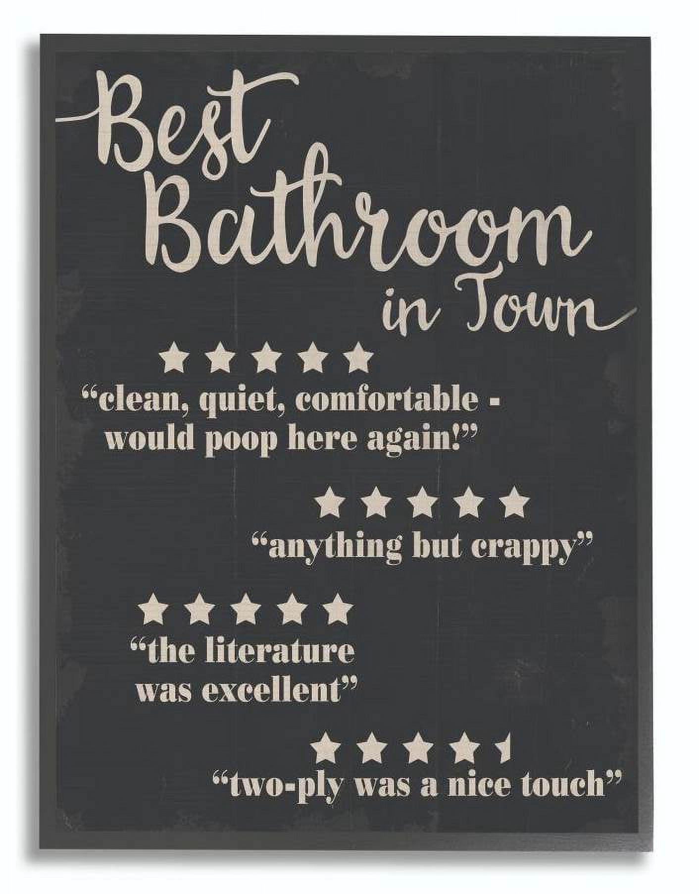 Stupell Industries Best Bathroom Five Star Black Funny Word Design Framed Wall Art by Daphne Polselli