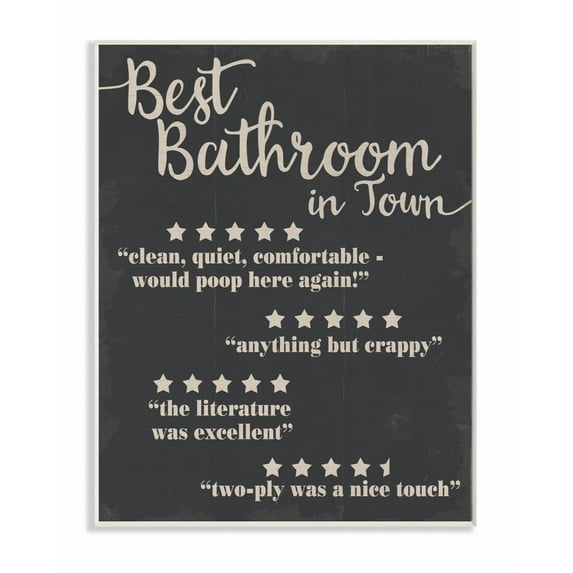 Stupell Industries Best Bathroom Five Star Black Funny Word Design Wall Plaque by Daphne Polselli