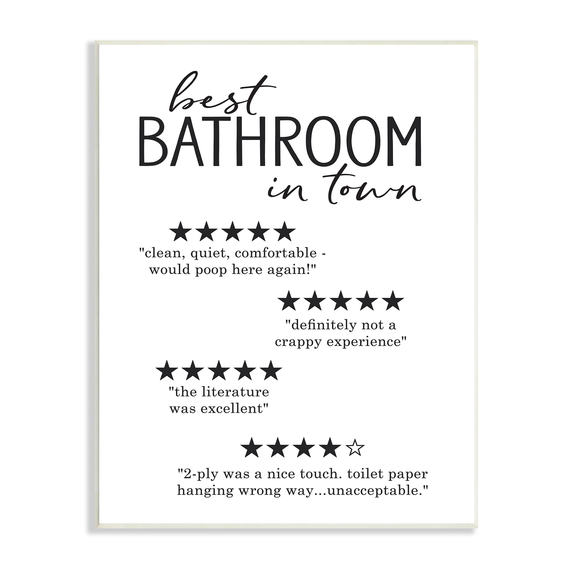 Stupell Industries Best Bathroom Five Star Reviews Funny Bath Phrases, 13 x 19, Designed by Lettered and Lined