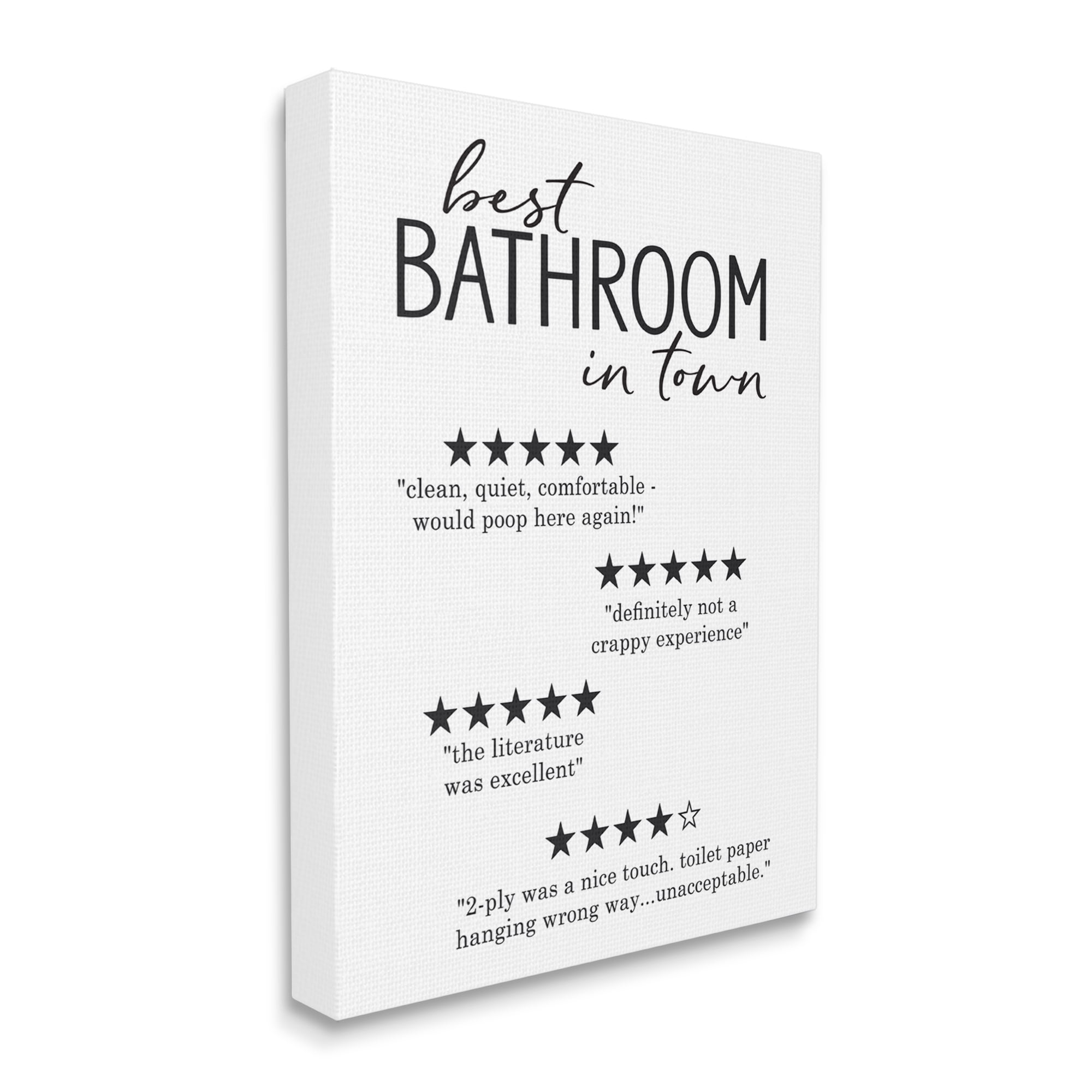 Stupell Industries Best Bathroom Five Star Reviews Funny Bath Phrases, 16 x 20, Designed by Lettered and Lined
