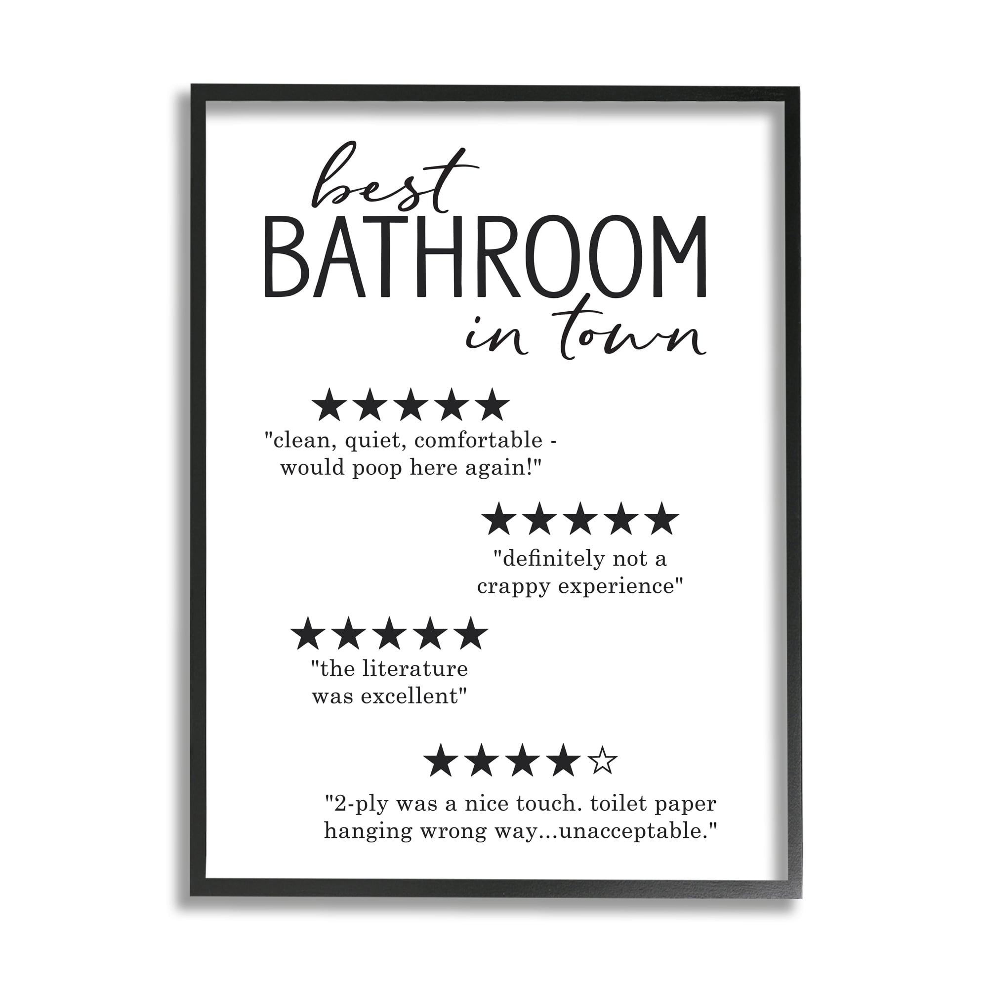 Stupell Industries Best Bathroom Five Star Reviews Funny Bath Phrases, 24 x 30, Designed by Lettered and Lined