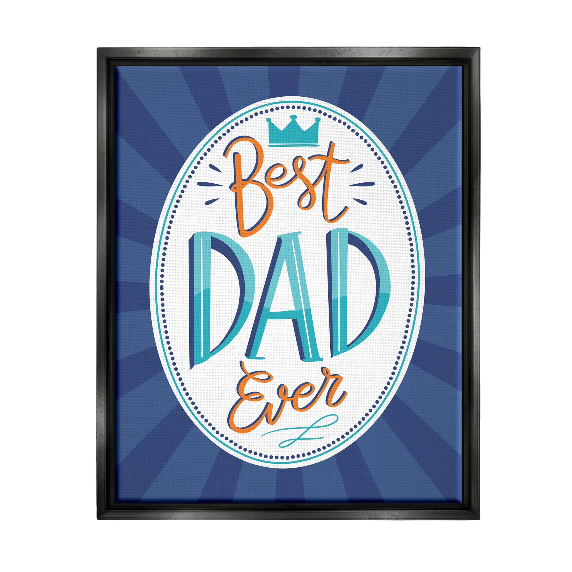 Stupell Industries Best Dad Ever Striped Phrase Holiday Painting Black Floater Framed Art Print Wall Art