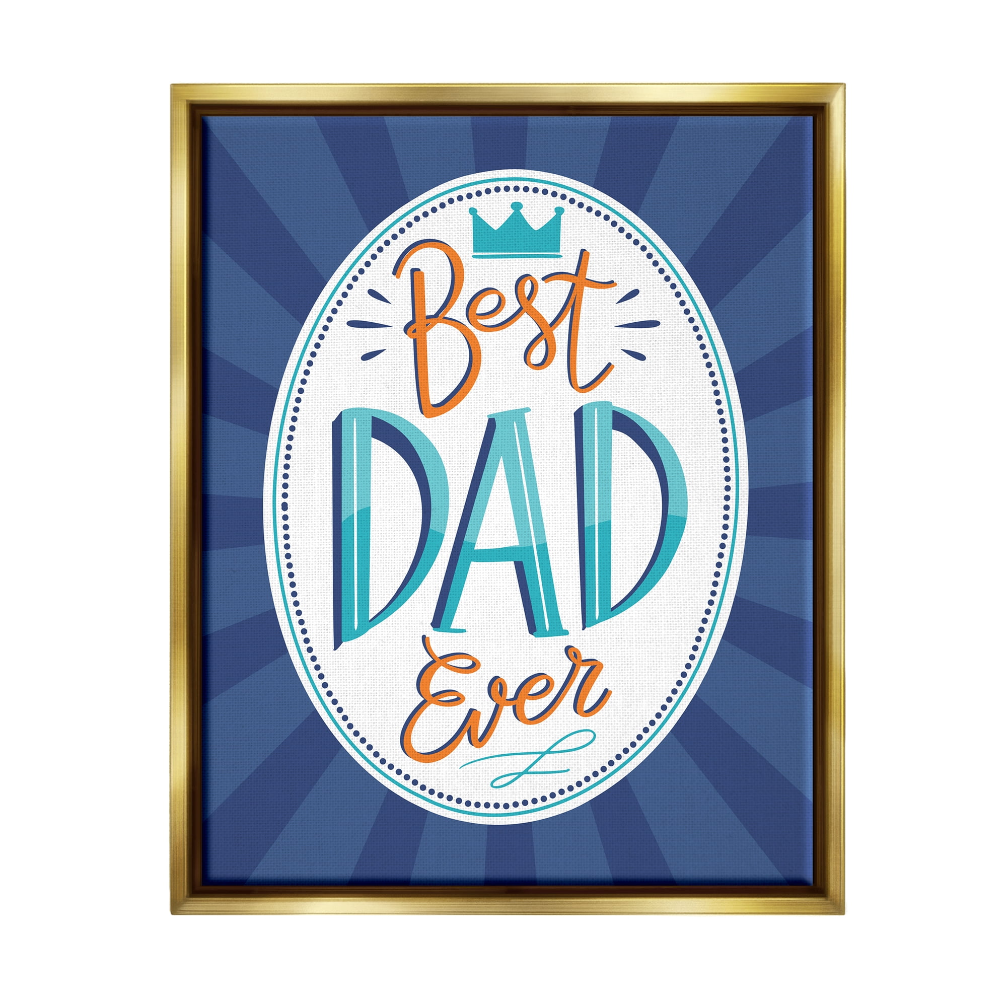 Stupell Industries Best Dad Ever Striped Phrase Holiday Painting Gold Floater Framed Art Print Wall Art