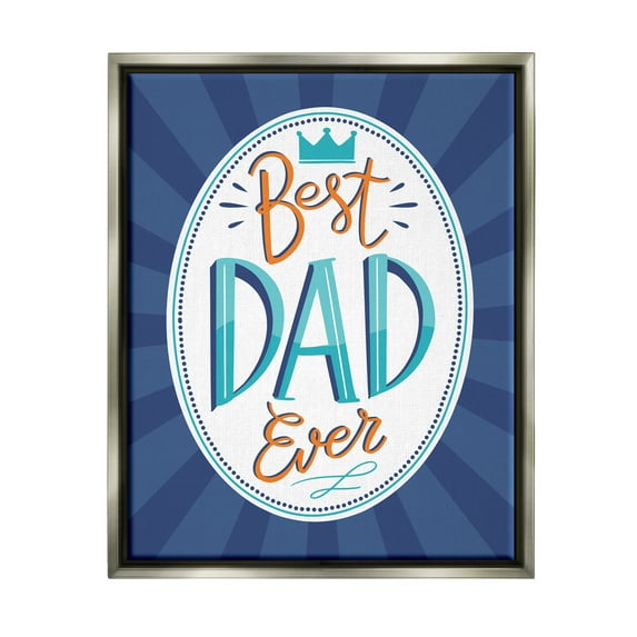 Stupell Industries Best Dad Ever Striped Phrase Holiday Painting Gray Floater Framed Art Print Wall Art