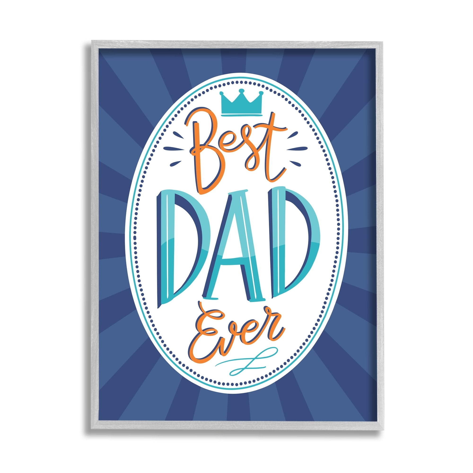 Stupell Industries Best Dad Ever Striped Phrase Holiday Painting Gray Framed Art Print Wall Art
