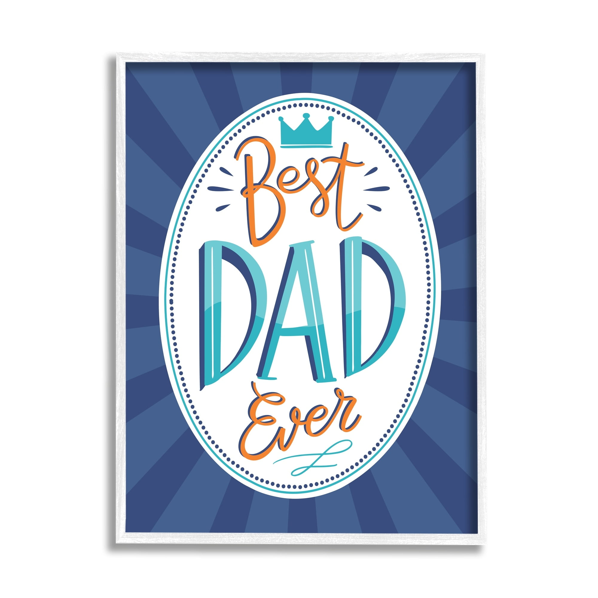Stupell Industries Best Dad Ever Striped Phrase Holiday Painting White Framed Art Print Wall Art