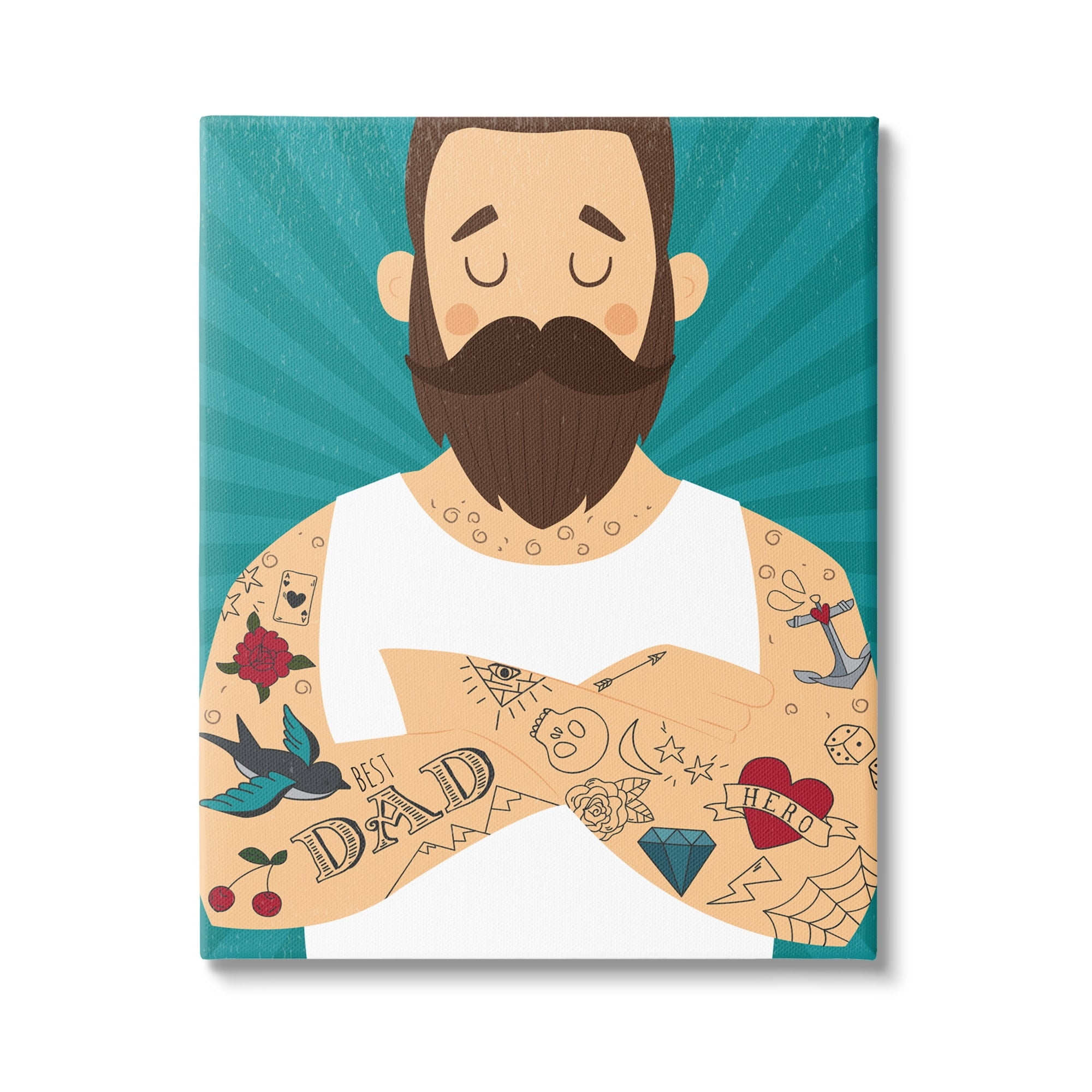 Stupell Industries Best Dad Father's Day Tattoos Holiday Painting Gallery Wrapped Canvas Print Wall Art