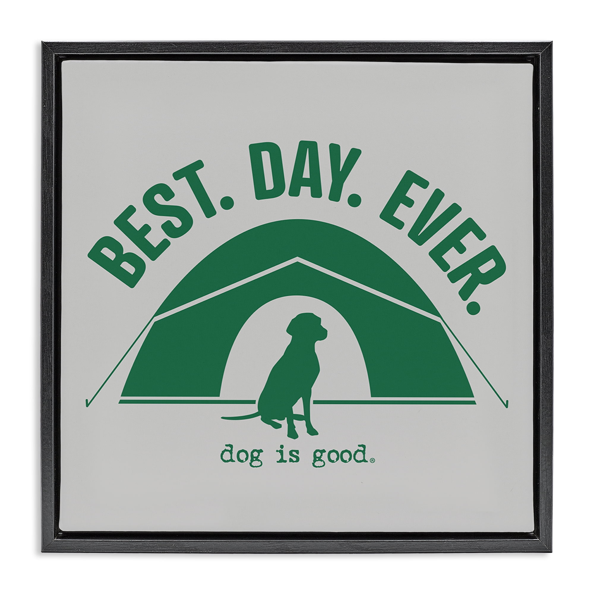 Stupell Industries Best Day Camping Dog Animals Painting Black Floater Framed Canvas Art Print Wall Art, 25 x 25