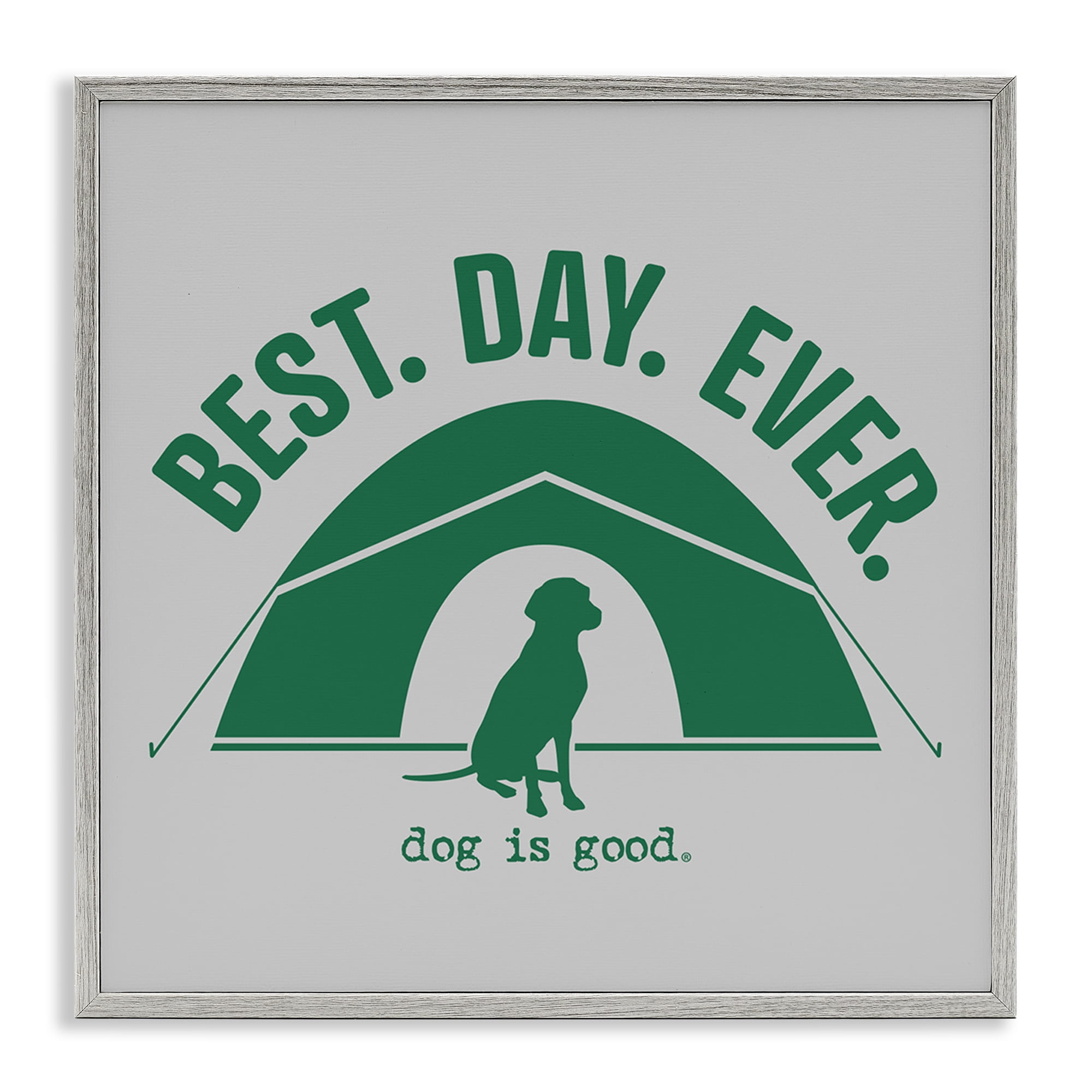 Stupell Industries Best Day Camping Dog Animals Painting Gray Framed Art Print Wall Art, 12 x 12