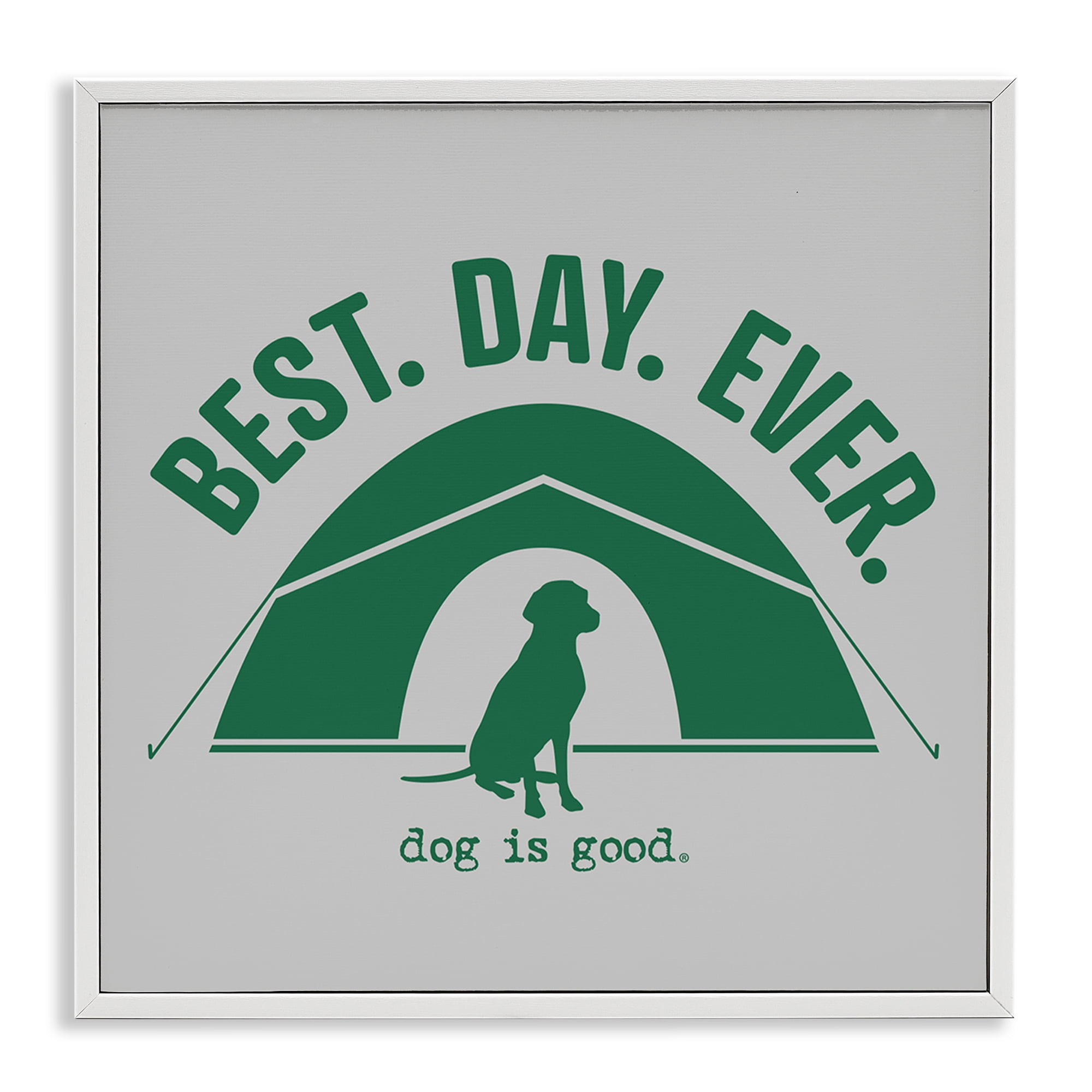 Stupell Industries Best Day Camping Dog Animals Painting White Framed Art Print Wall Art, 12 x 12