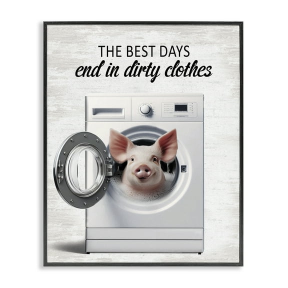 Stupell Industries Best Days & Dirty Clothes Quotes and Sayings Painting Black Framed Art Print Wall Art, 11 x 14