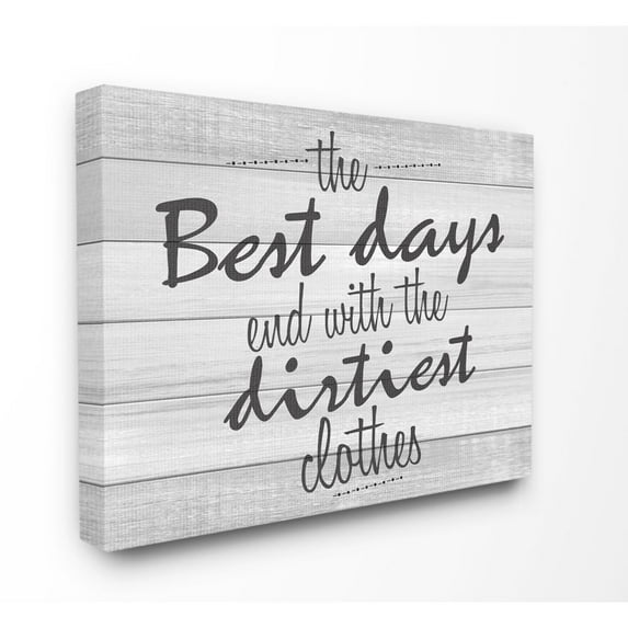 Stupell Industries Best Days Inspirational Bathroom Laundry Black And White Design Canvas Wall Art by Kimberly Allen