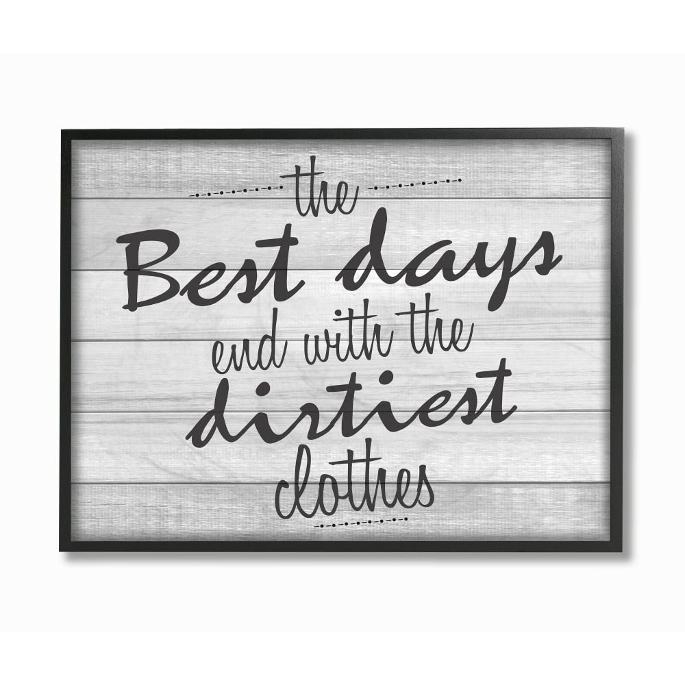 Stupell Industries Best Days Inspirational Bathroom Laundry Black And White Design Framed Giclee Texturized Art by Kimberly Allen