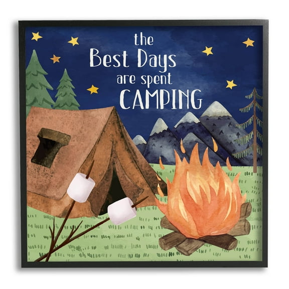 Stupell Industries Best Days Spent Camping Scenery Graphic Art Black Framed Art Print Wall Art, Design by ND Art