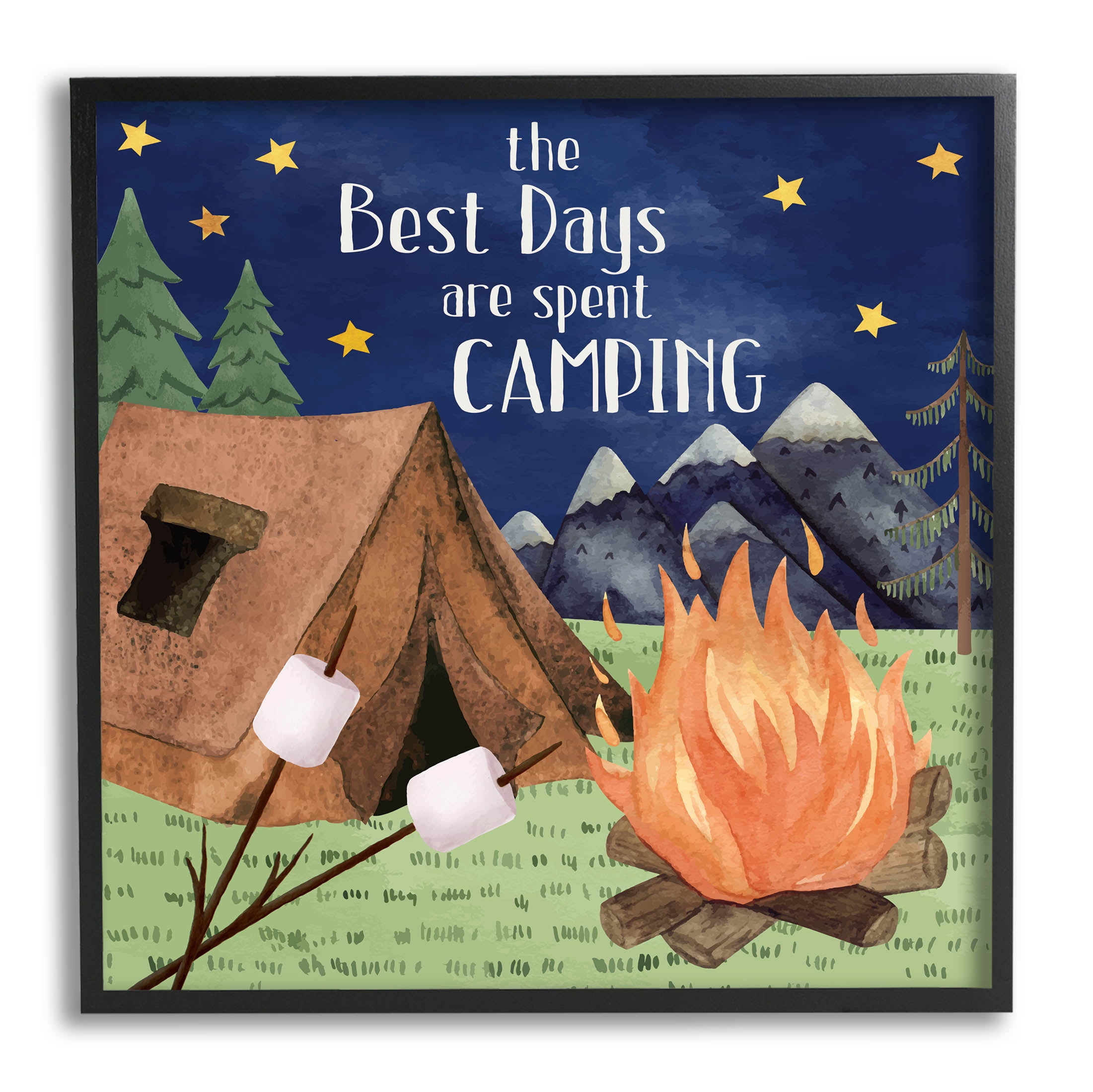 Stupell Industries Best Days Spent Camping Scenery Graphic Art Black Framed Art Print Wall Art, Design by ND Art