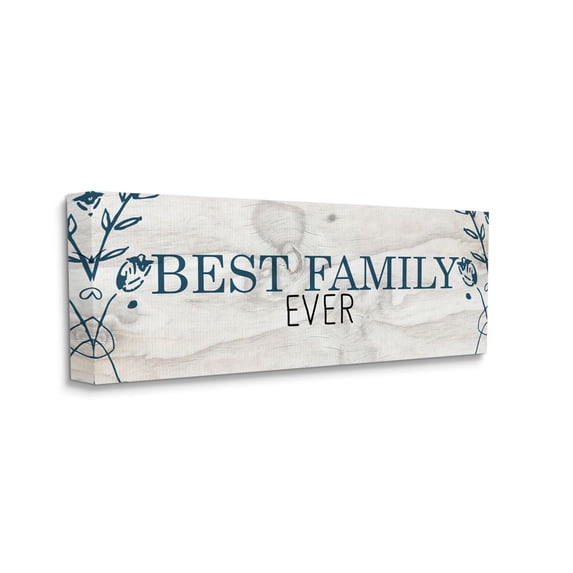 Stupell Industries Best Family Ever Quote Wood Pattern Text Greeting Canvas Wall Art Design by Kim Allen, 10" x 24"