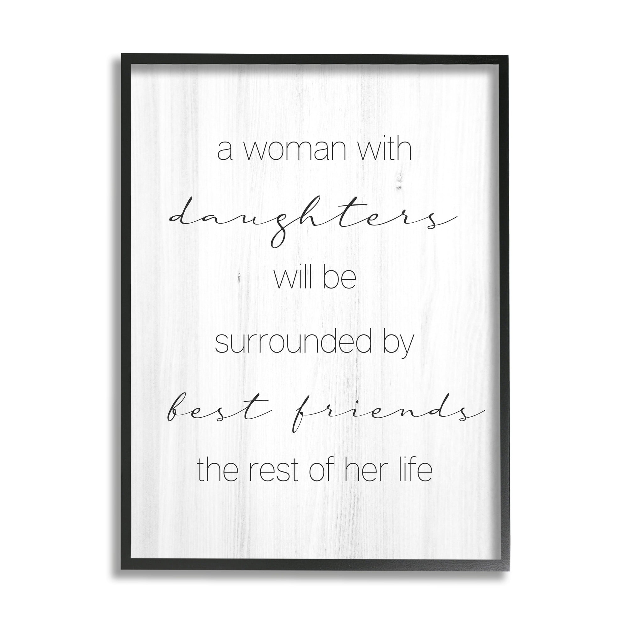 Stupell Industries Best Friend Daughters Birch Pattern Typography Phrase Graphic Art Black Framed Art Print Wall Art, Design by Daphne Polselli