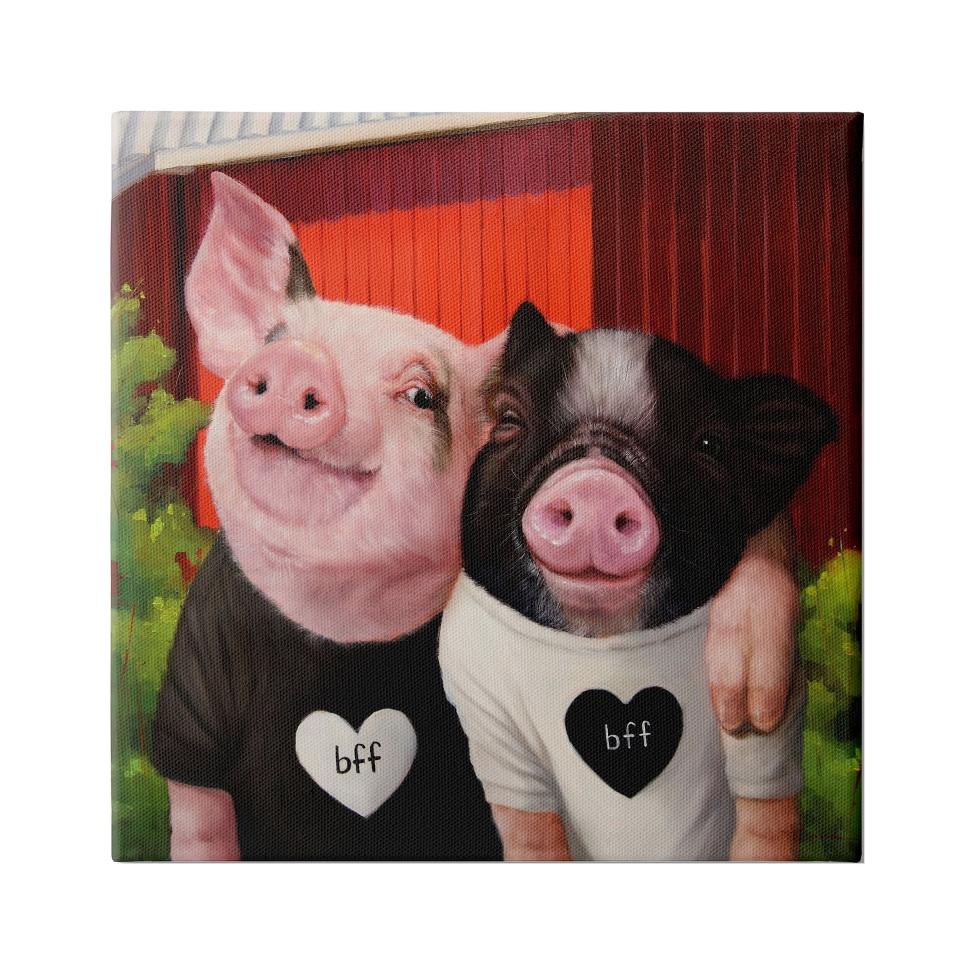 Stupell Industries Best Friends Forever Farm Pigs Happy Fun Animals, 24 x 24, Design by Lucia Heffernan