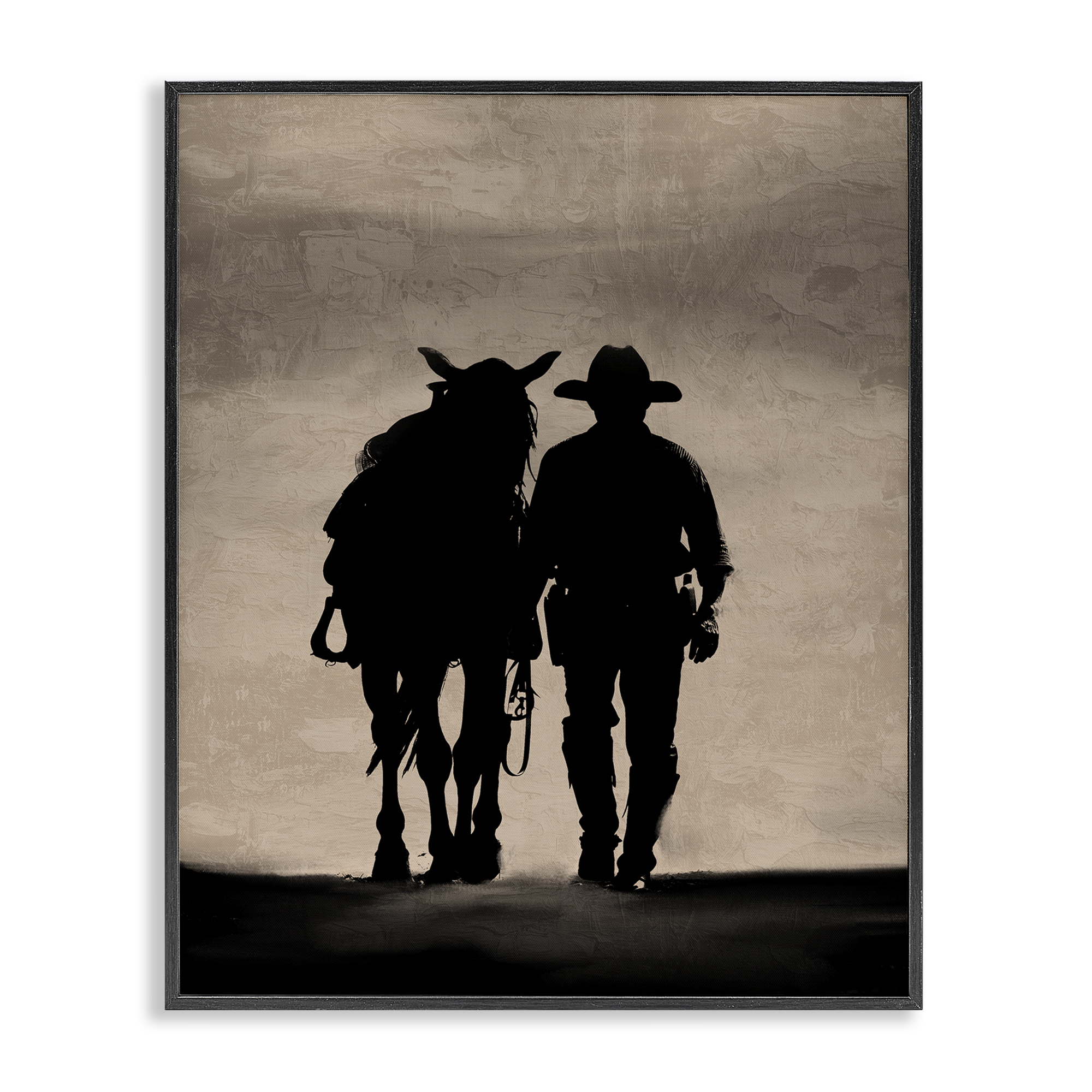 Stupell Industries Best Friends Horse & Cowboy People Painting Black Framed Art Print Wall Art, 16 x 20