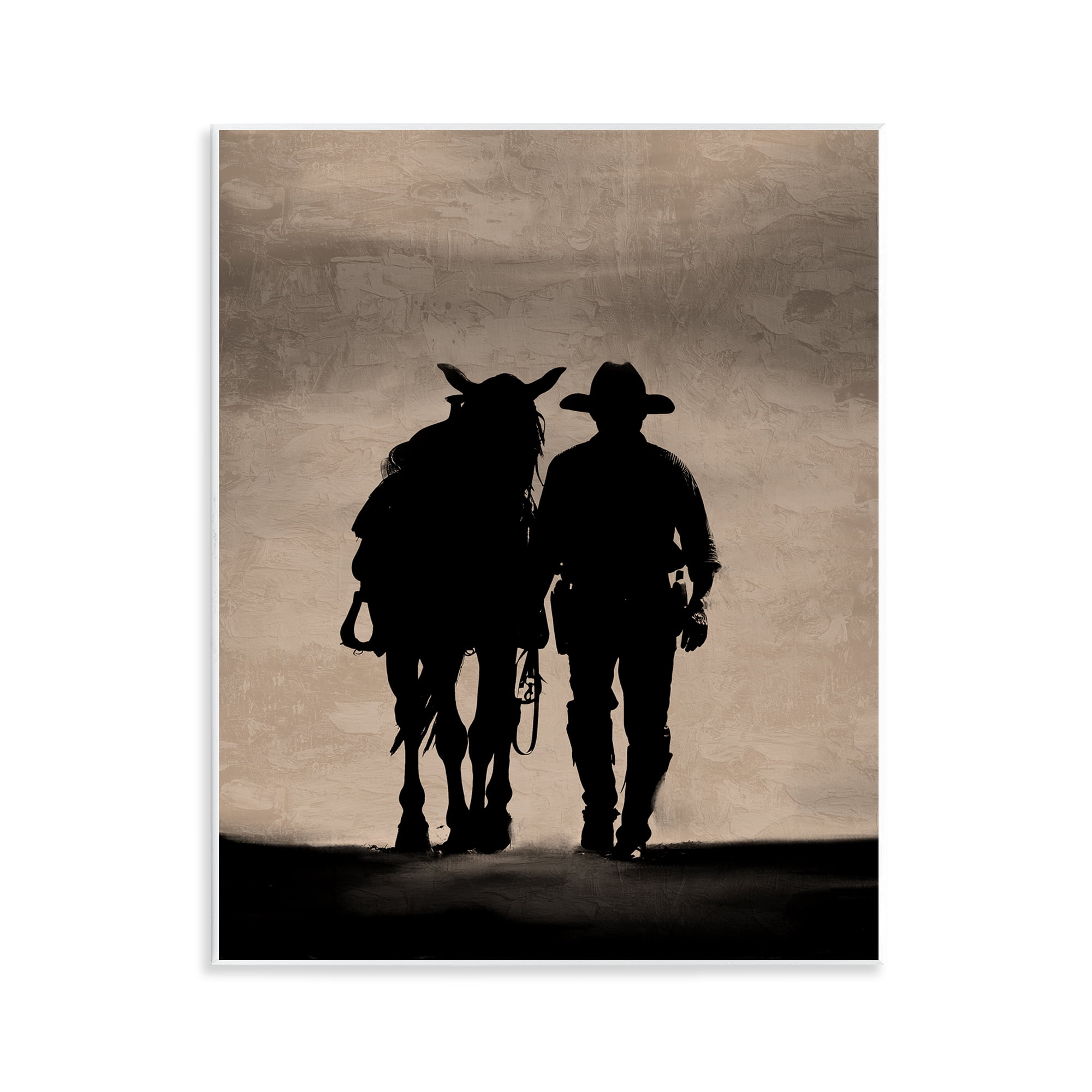 Stupell Industries Best Friends Horse & Cowboy People Painting Unframed Art Print Wall Art, 11 x 14