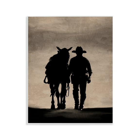 Stupell Industries Best Friends Horse & Cowboy People Painting Unframed Art Print Wall Art, 11 x 14