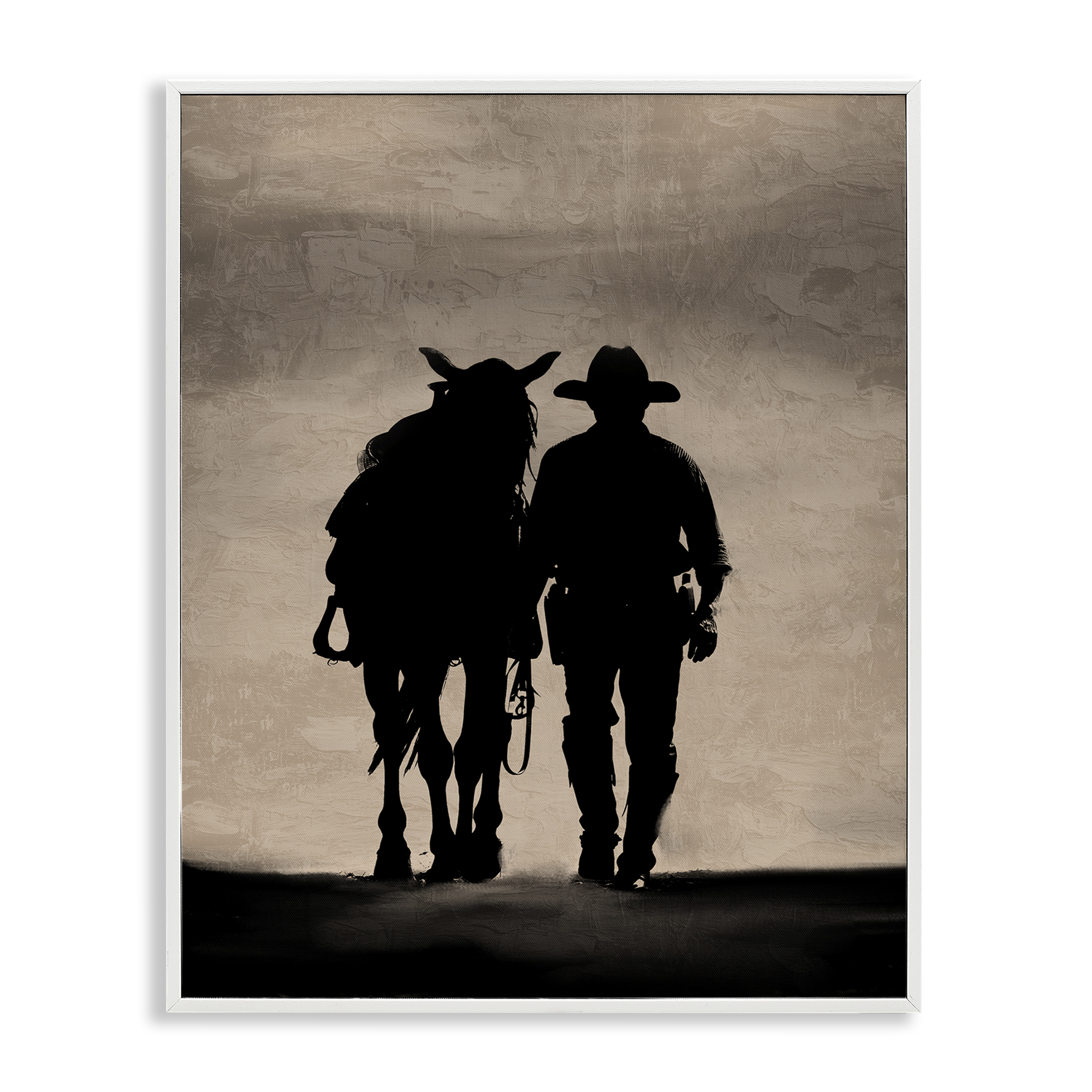 Stupell Industries Best Friends Horse & Cowboy People Painting White Framed Art Print Wall Art, 11 x 14