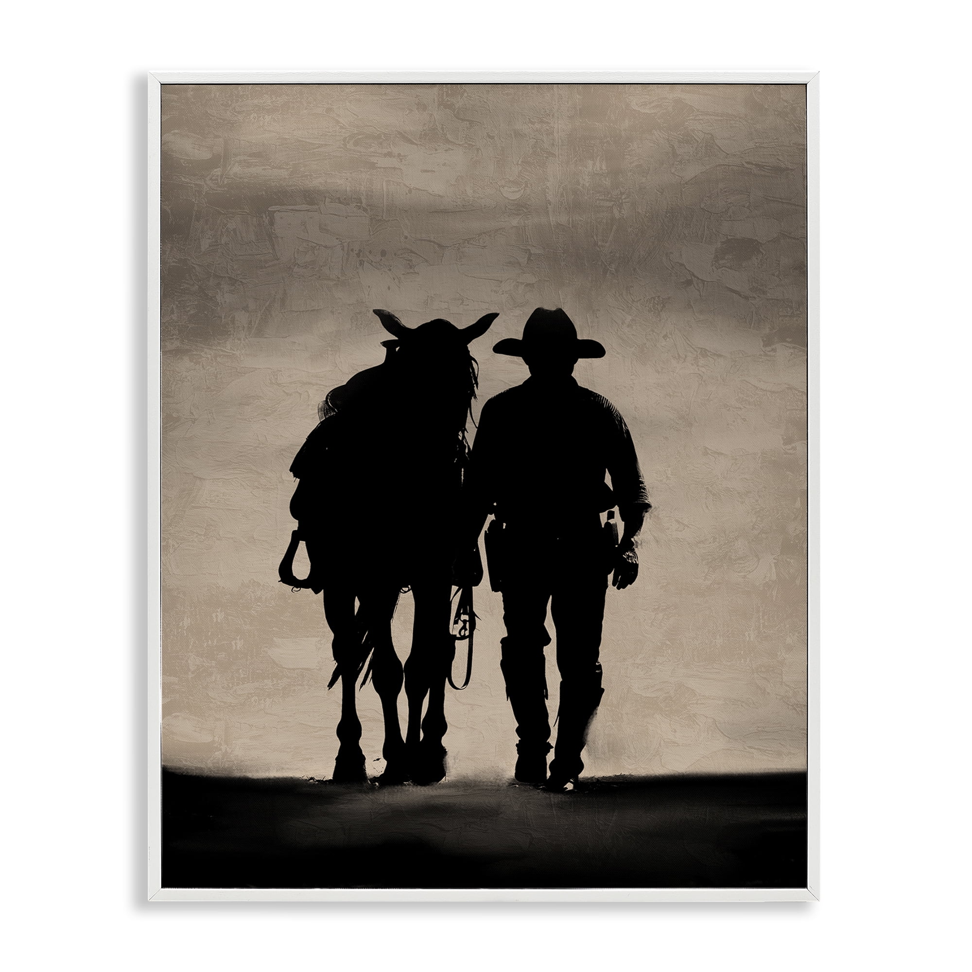 Stupell Industries Best Friends Horse & Cowboy People Painting White Framed Art Print Wall Art, 16 x 20