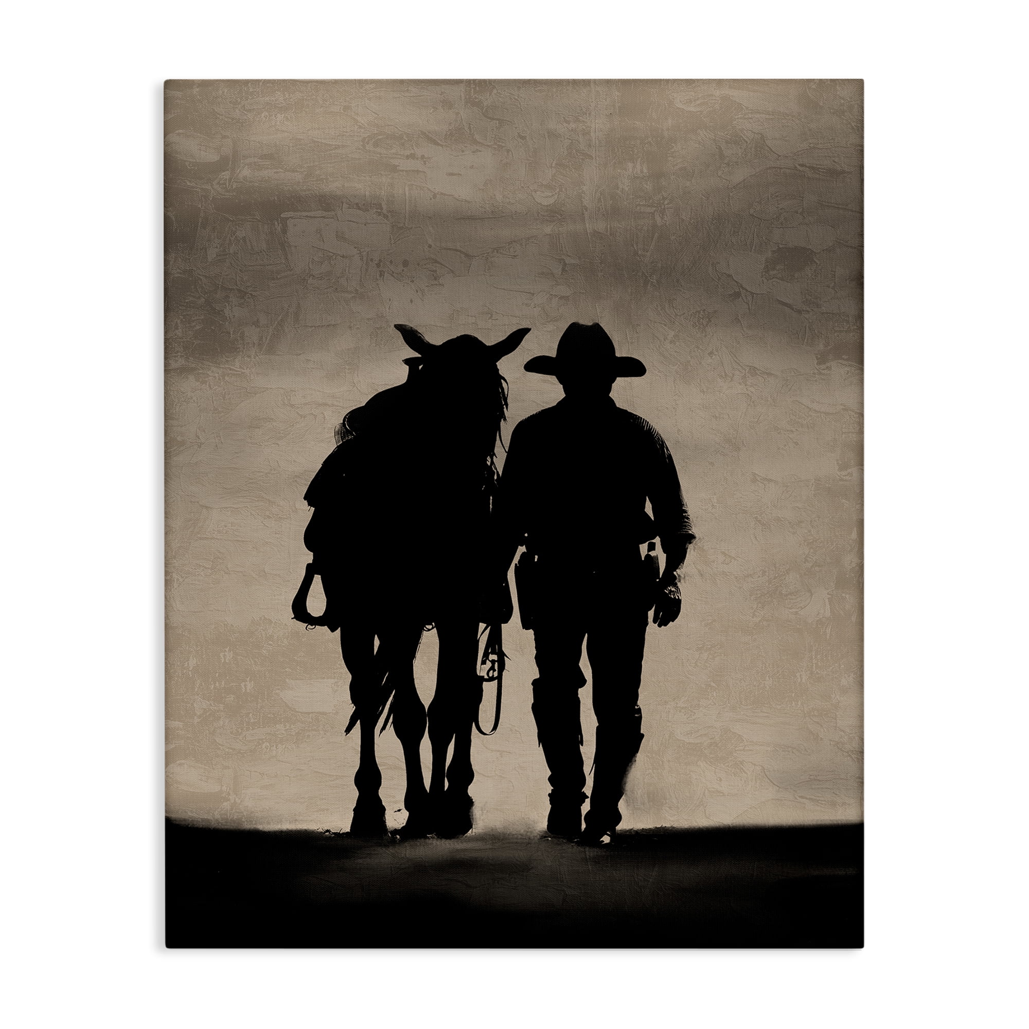 Stupell Industries Best Friends Horse & Cowboy People Painting Wrapped Canvas Art Print Wall Art, 24 x 30