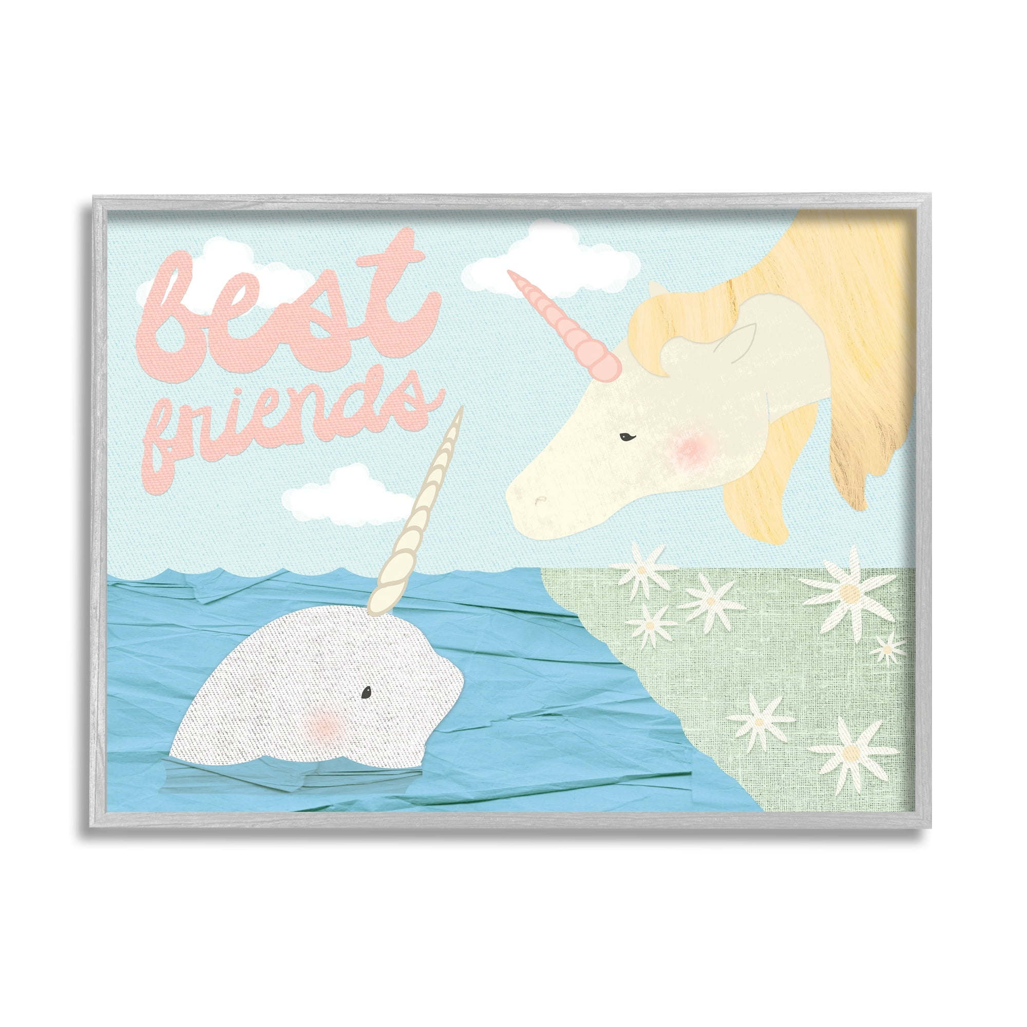 Stupell Industries Best Friends Narwhal and Unicorn Collage, 24 x 30,Design by Daphne Polselli