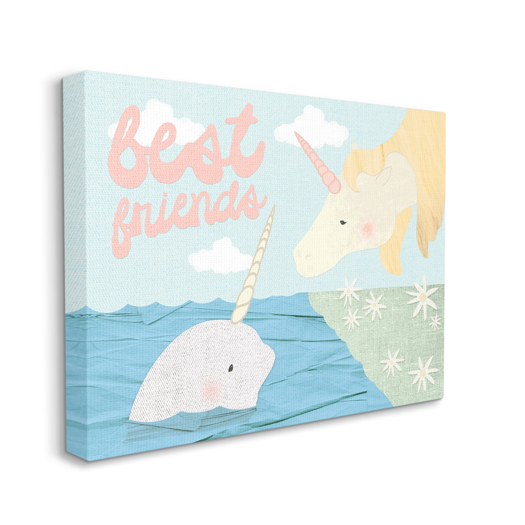 Stupell Industries Best Friends Narwhal and Unicorn Collage, 36 x 48,Design by Daphne Polselli