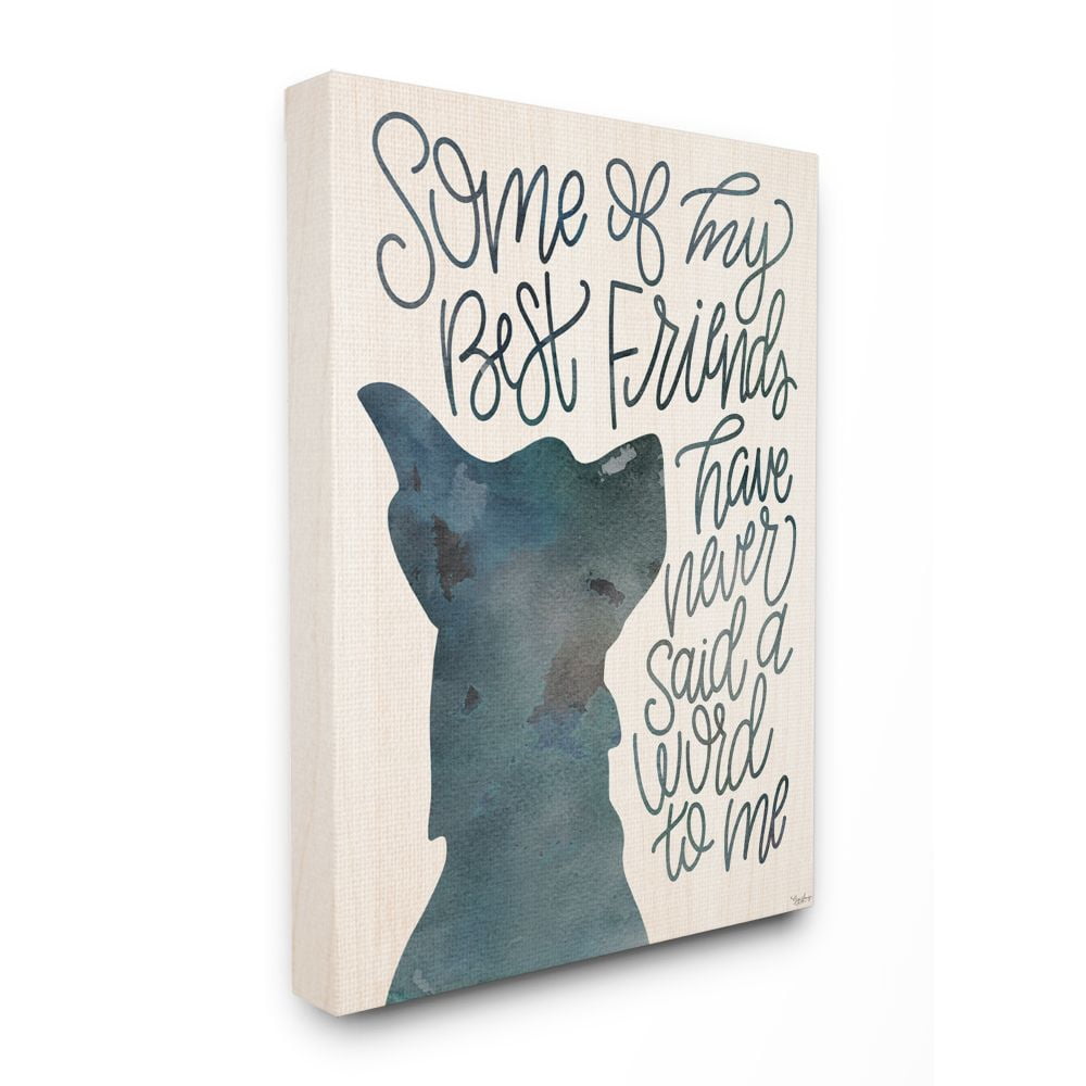 Stupell Industries Best Friends with Pet Phrase Dog Outline Blue Script Quote Canvas Wall Art Design by Gigi Louise, 24" x 30"