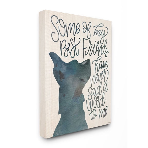 Stupell Industries Best Friends with Pet Phrase Dog Outline Blue Script Quote Canvas Wall Art Design by Gigi Louise, 24" x 30"