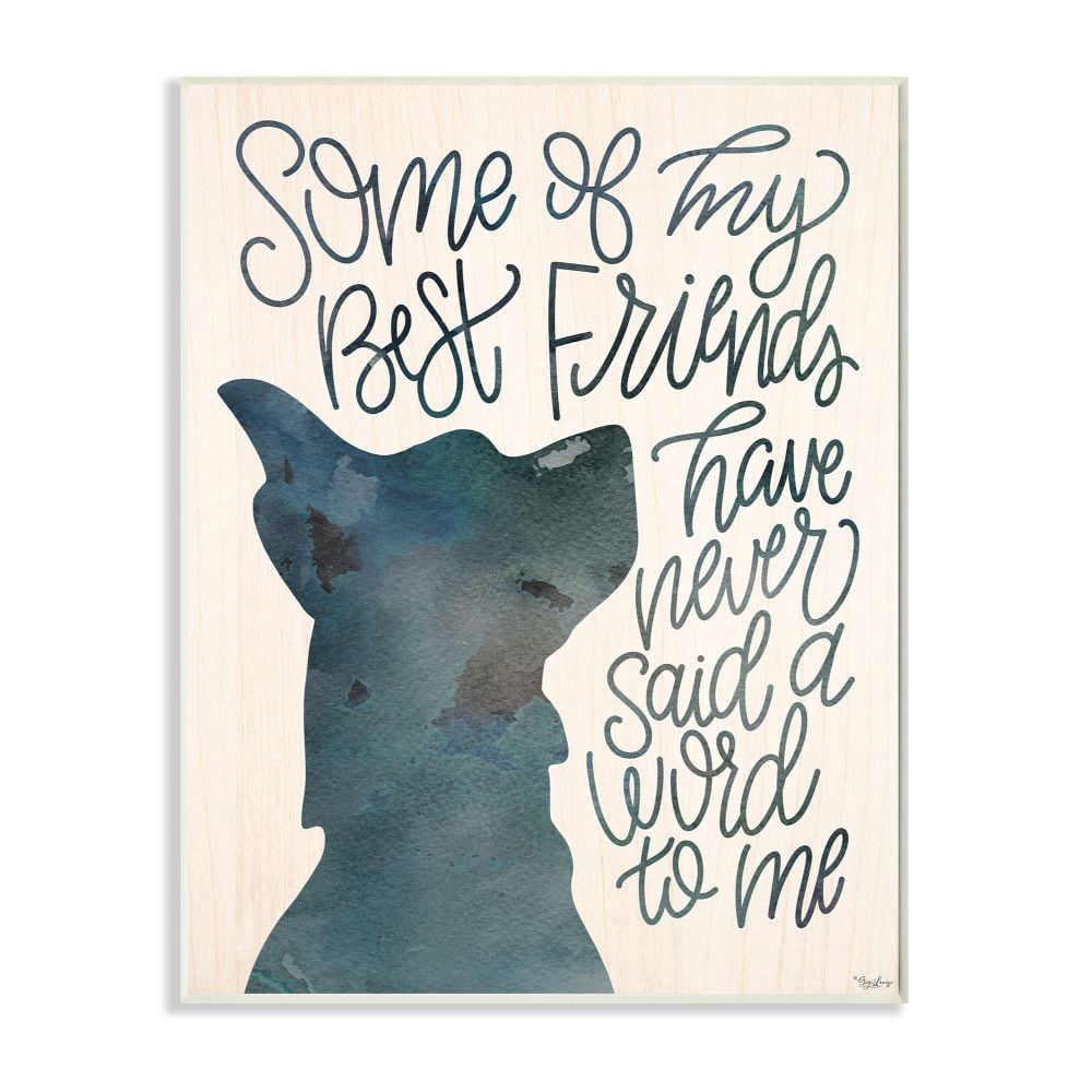 Stupell Industries Best Friends with Pet Phrase Dog Outline Blue Script Quote Graphic Art Unframed Art Print Wall Art, 13x19, by Gigi Louise
