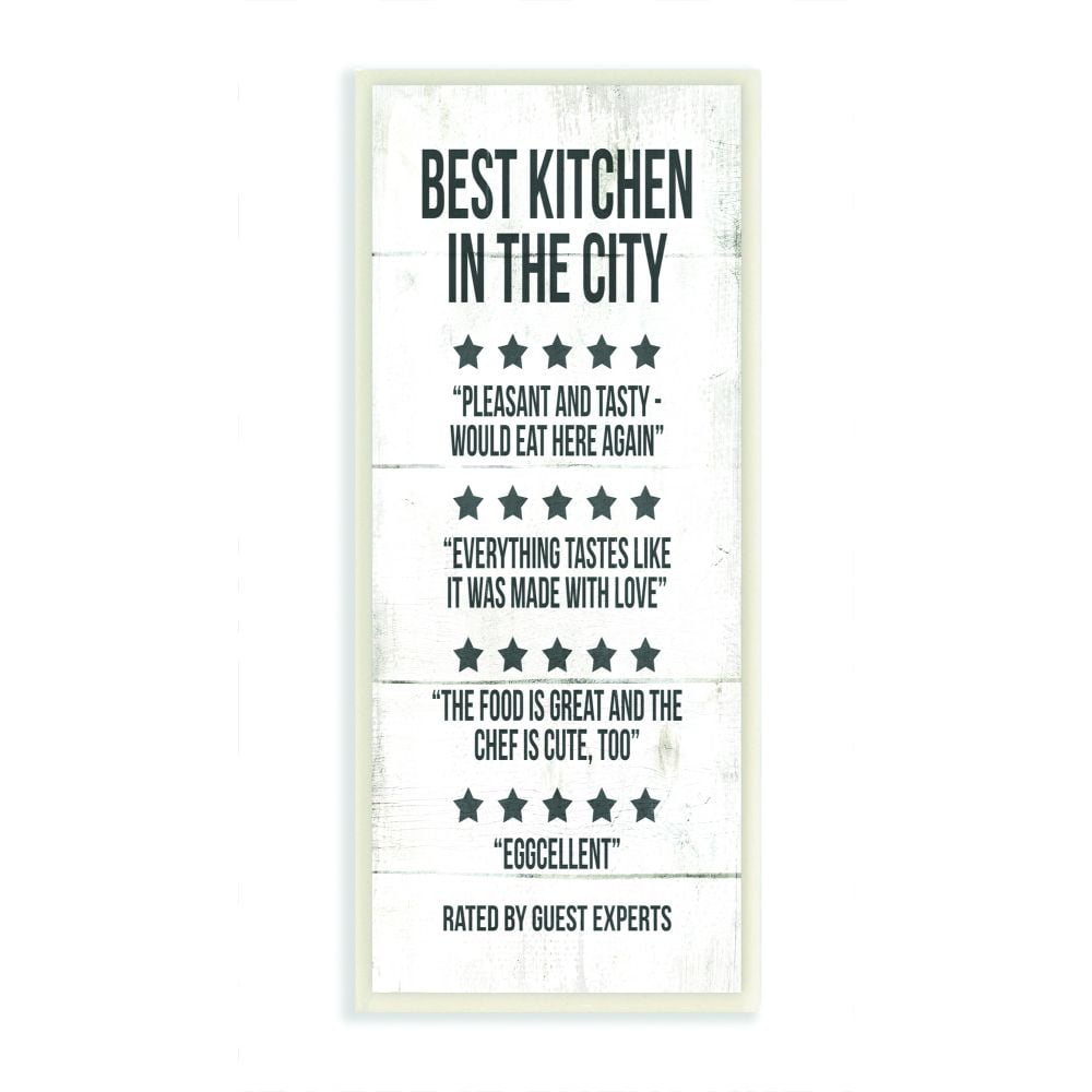 Stupell Industries Best Kitchen Five Star Wood Texture Funny Word Design Wall Plaque by Daphne Polselli