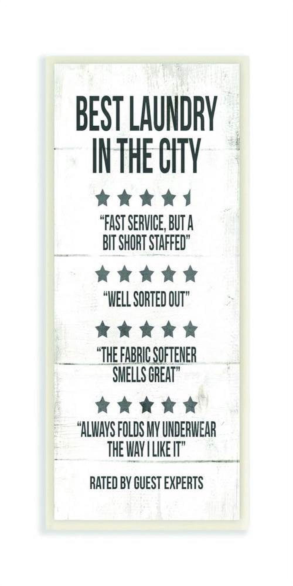 Stupell Industries Best Laundry Five Star Bathroom Wood Texture Funny Word Design Wall Plaque by Daphne Polselli