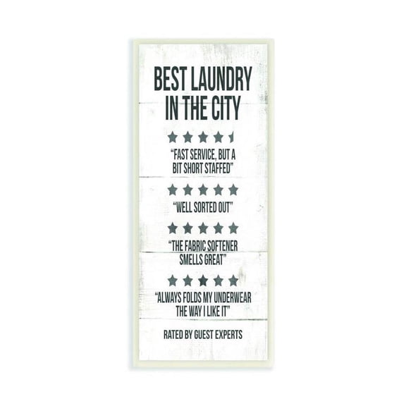 Stupell Industries Best Laundry Five Star Bathroom Wood Texture Funny Word Design Wall Plaque by Daphne Polselli