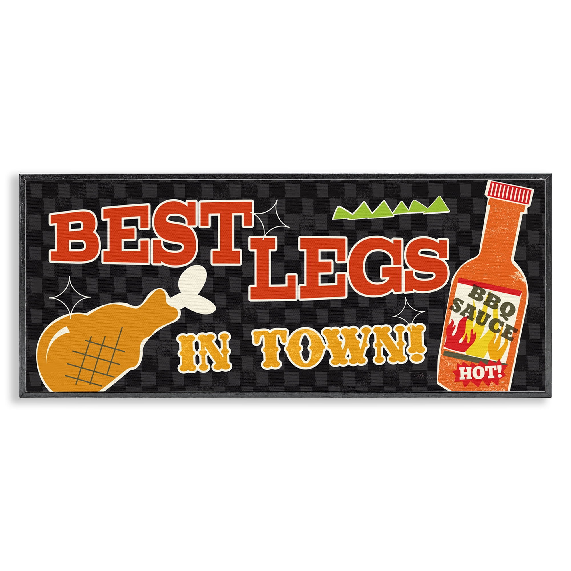 Stupell Industries Best Legs in Town Food & Beverage Painting Black Framed Art Print Wall Art, 30 x 13