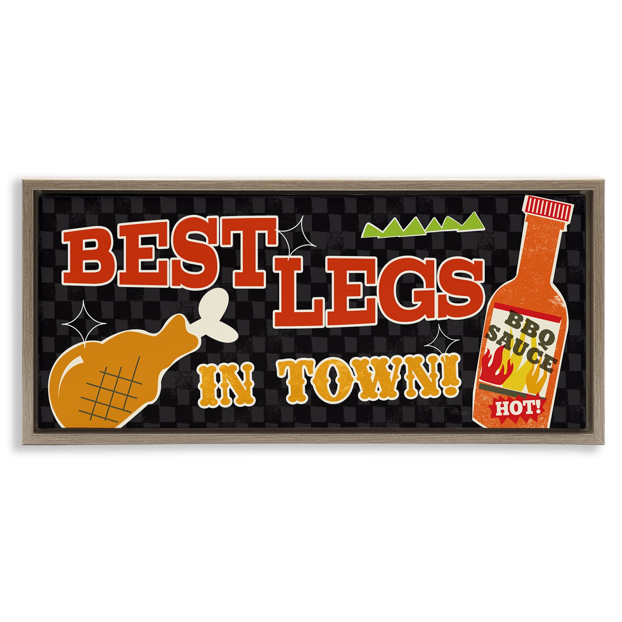 Stupell Industries Best Legs in Town Food & Beverage Painting Brown Floater Framed Canvas Art Print Wall Art, 31 x 14