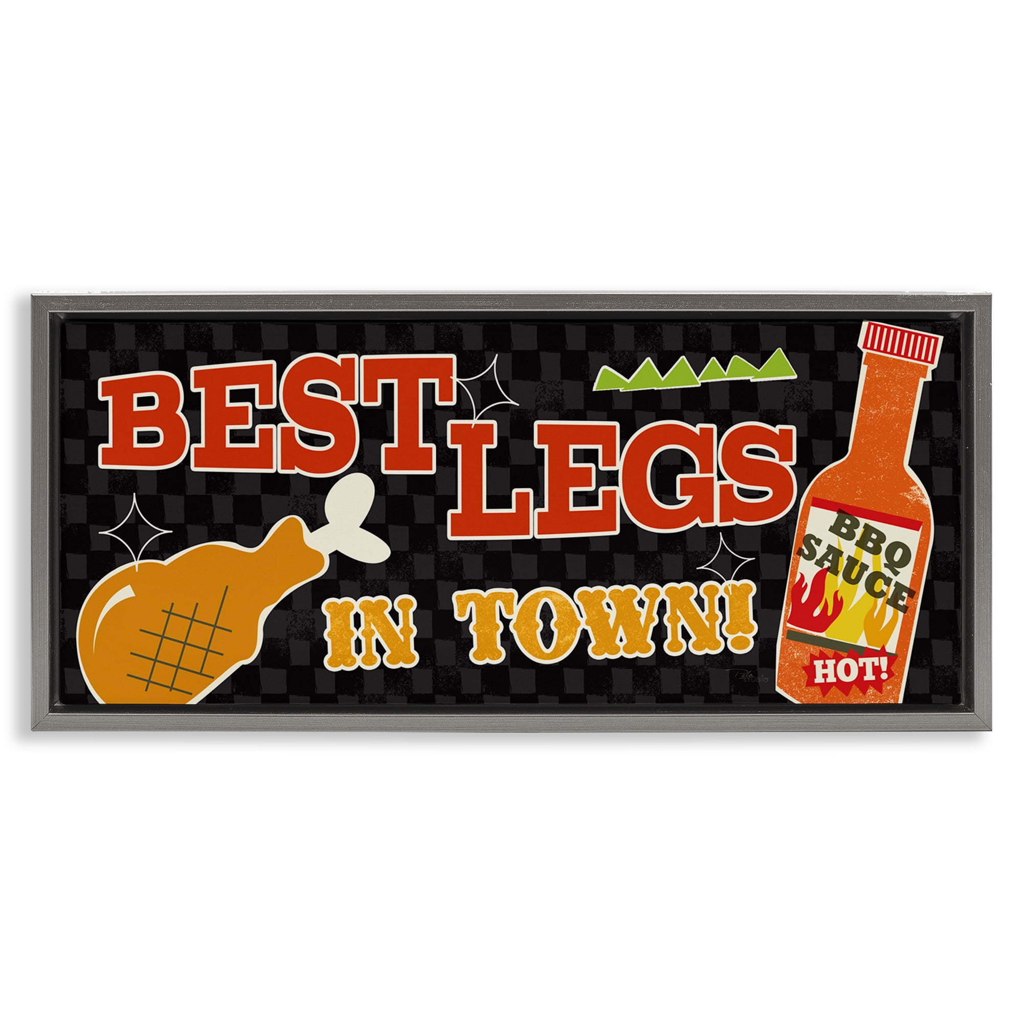 Stupell Industries Best Legs in Town Food & Beverage Painting Gray Floater Framed Canvas Art Print Wall Art, 25 x 11