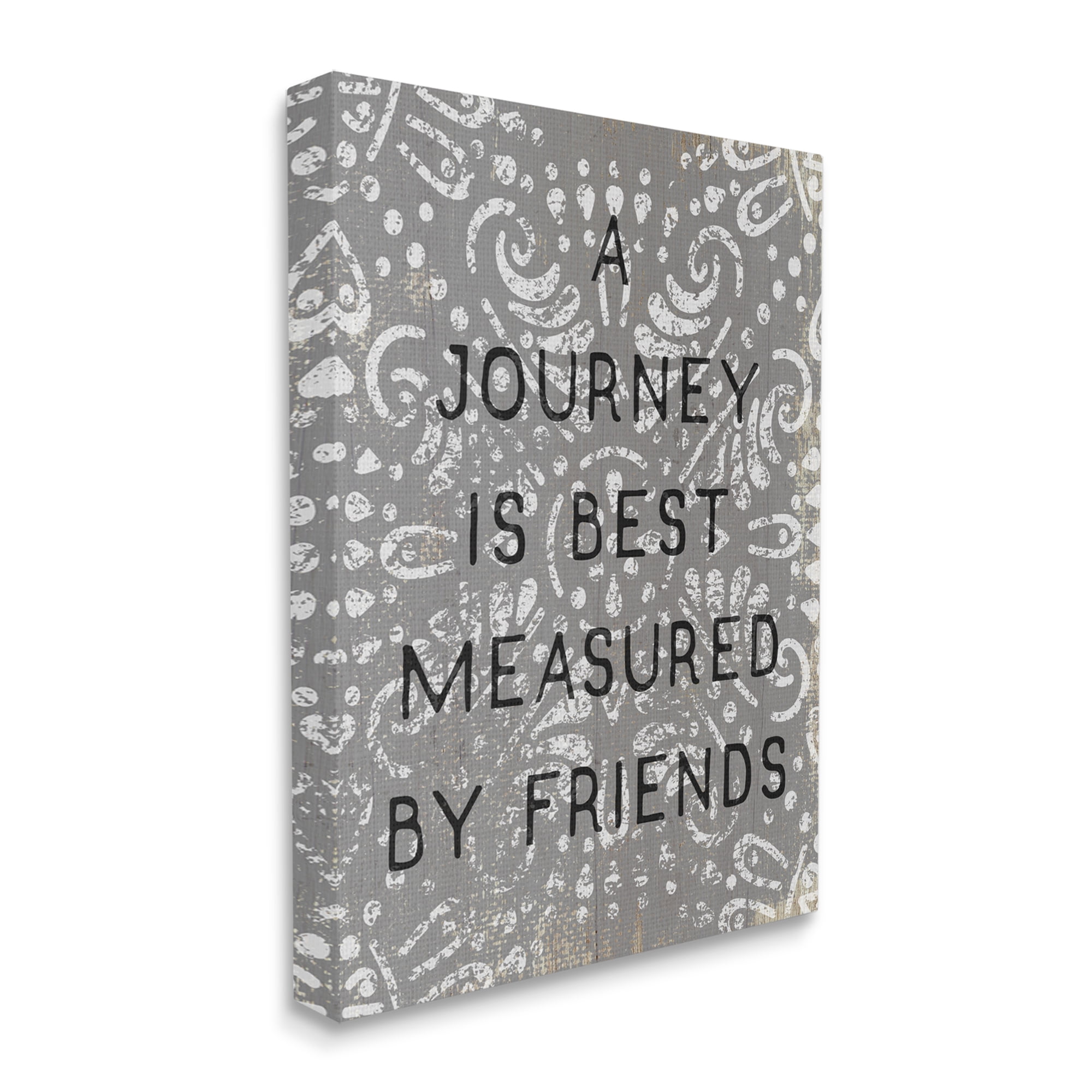 Stupell Industries Best Measured by Friends Phrase Distressed Boho Pattern Canvas Wall Art by Daphne Polselli